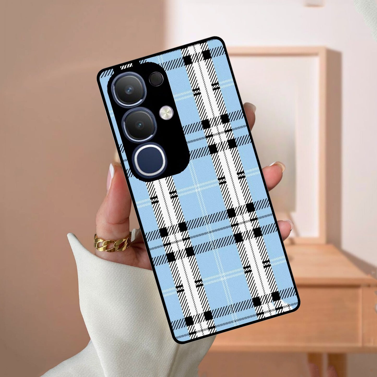 Check Glass Phone Case And Cover For Vivo