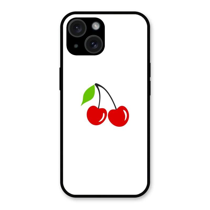 Cherry Glass Case Cover For iPhone 15