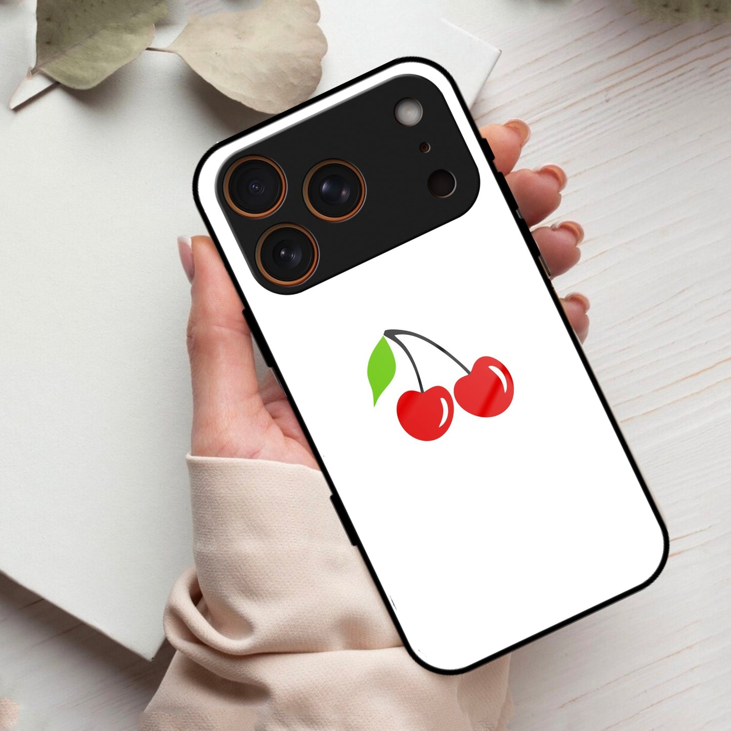 Cherry Glass Case Cover For iPhone