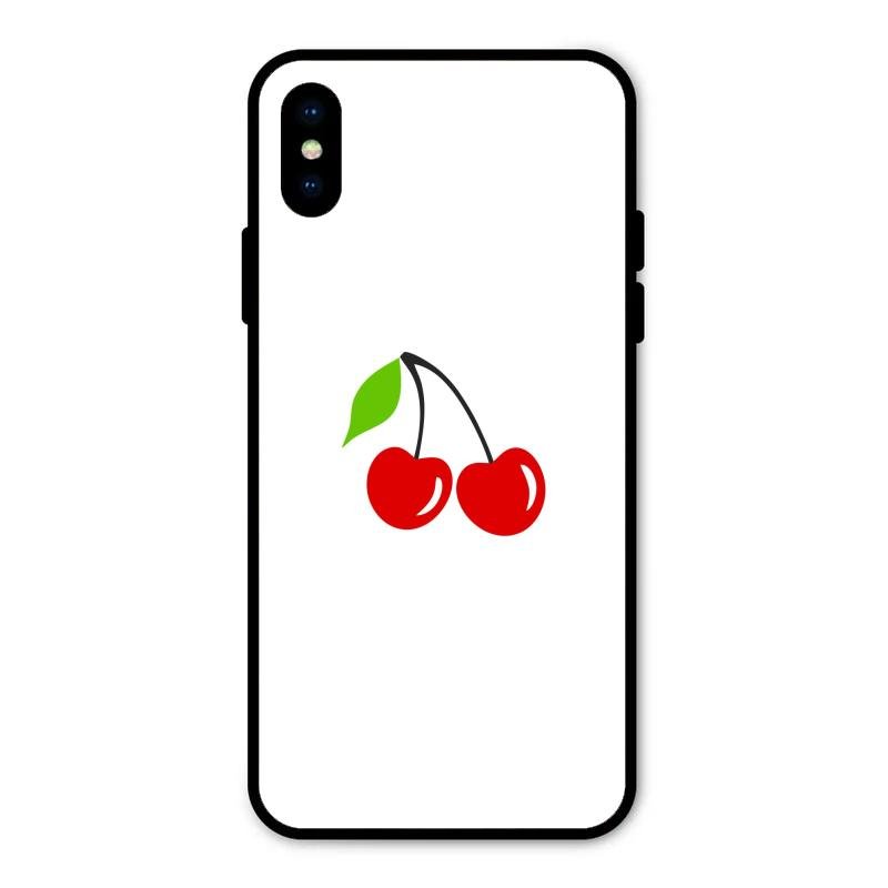 Cherry Glass Case Cover For iPhone XS