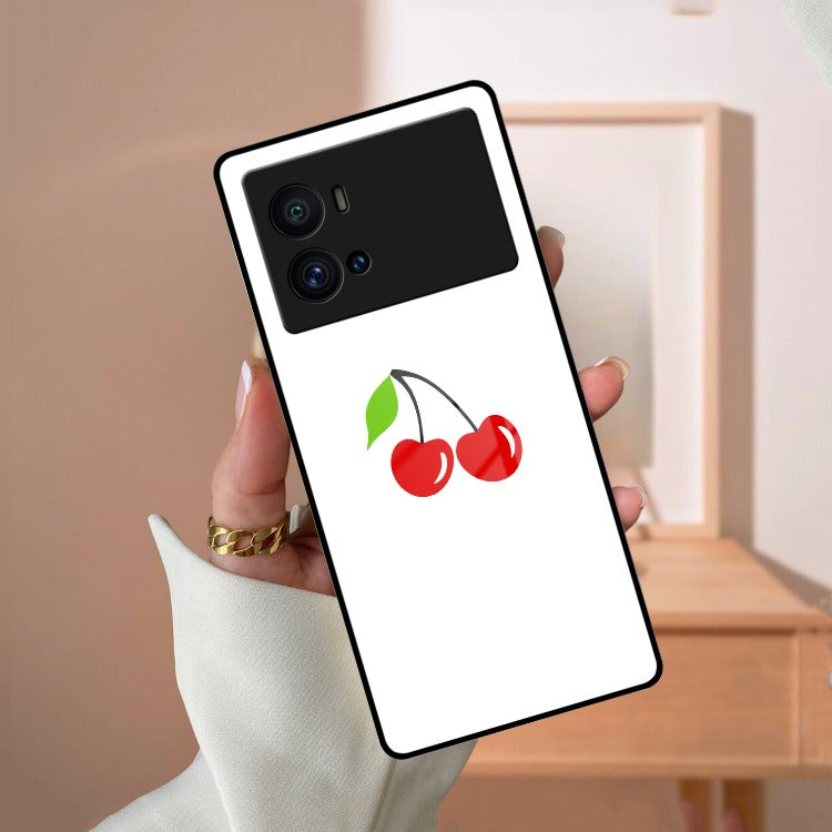 Cherry Glass Case Cover For iQOO