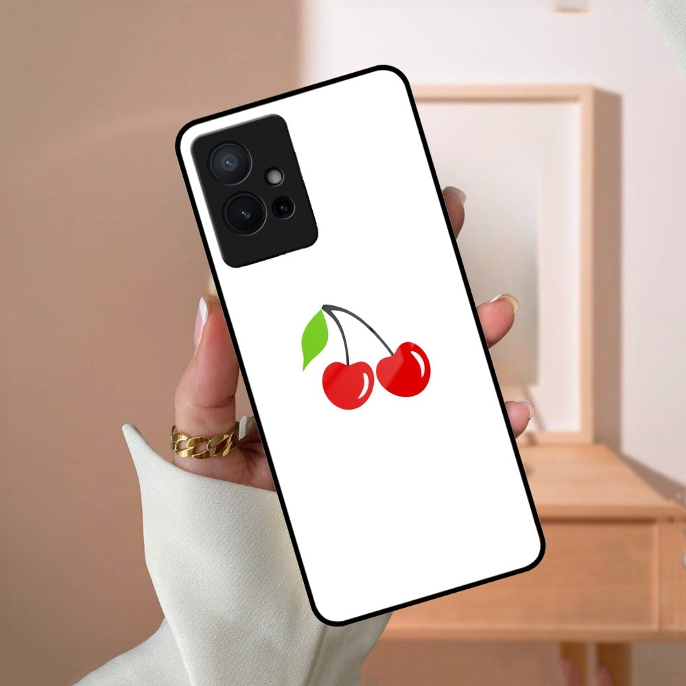 Cherry Glass Case Cover For Vivo