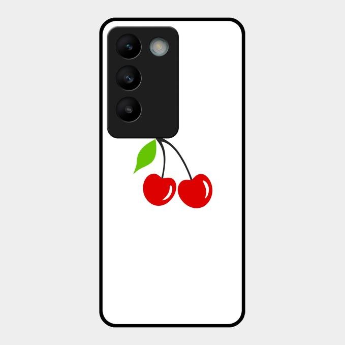 Cherry Glass Case Cover For Vivo T3 5G