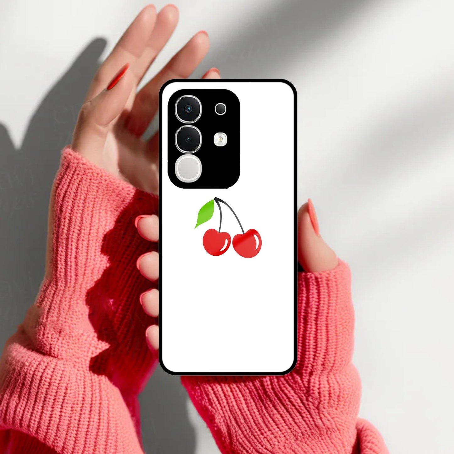 Cherry Glass Case Cover For Vivo