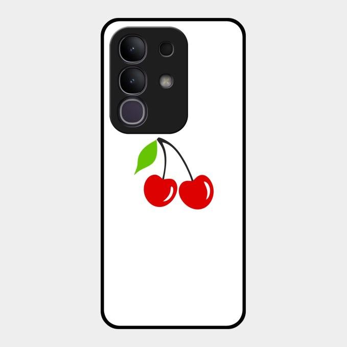 Cherry Glass Case Cover For Vivo T4X 5G