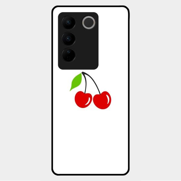 Cherry Glass Case Cover For Vivo V27 5G