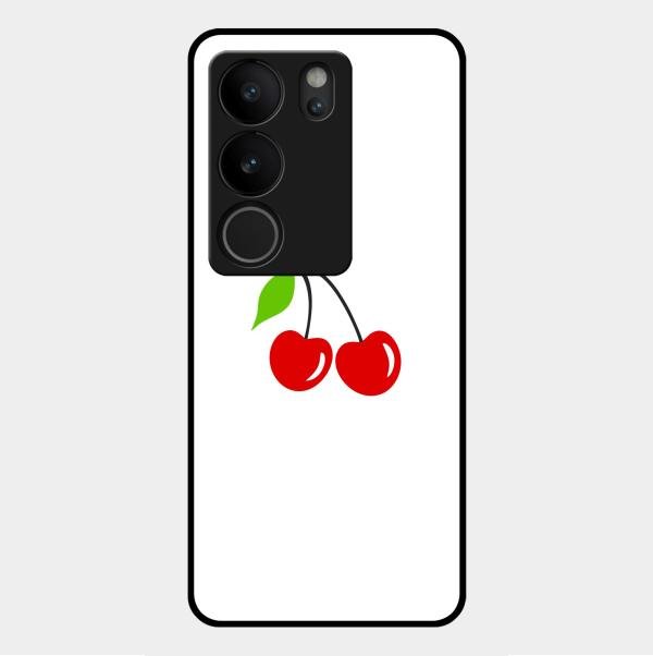 Cherry Glass Case Cover For Vivo V29 5G