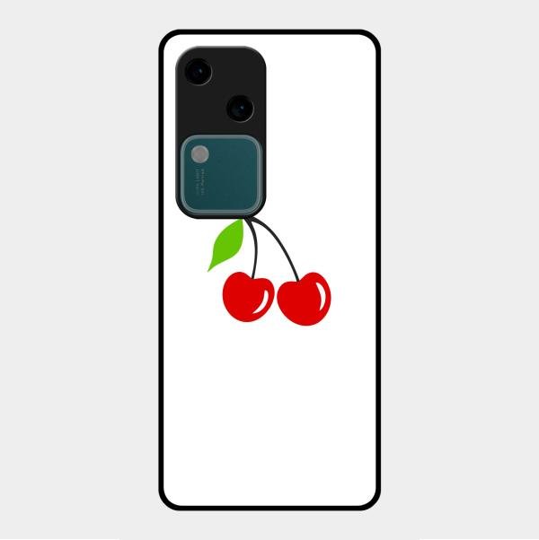 Cherry Glass Case Cover For Vivo V30 5G
