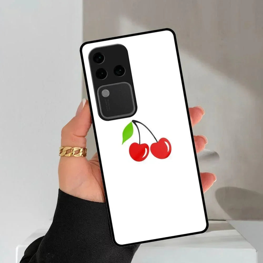 Cherry Glass Case Cover For Vivo - ShopOnCliQ