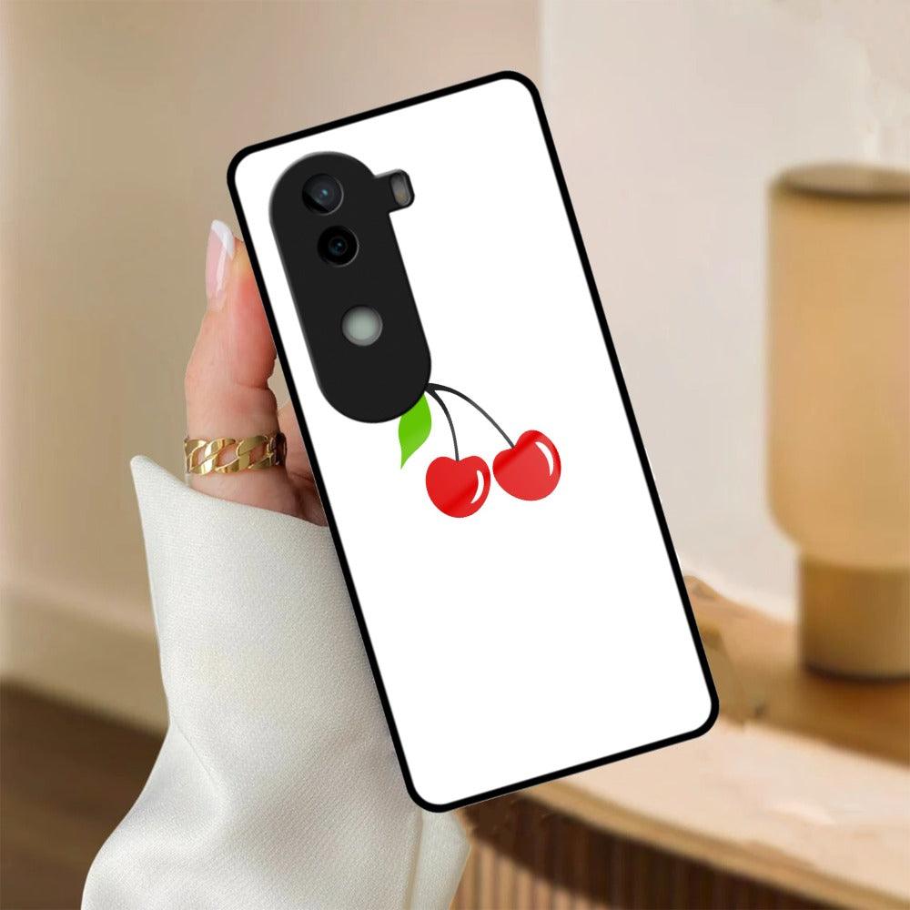 Cherry Glass Case Cover For Vivo