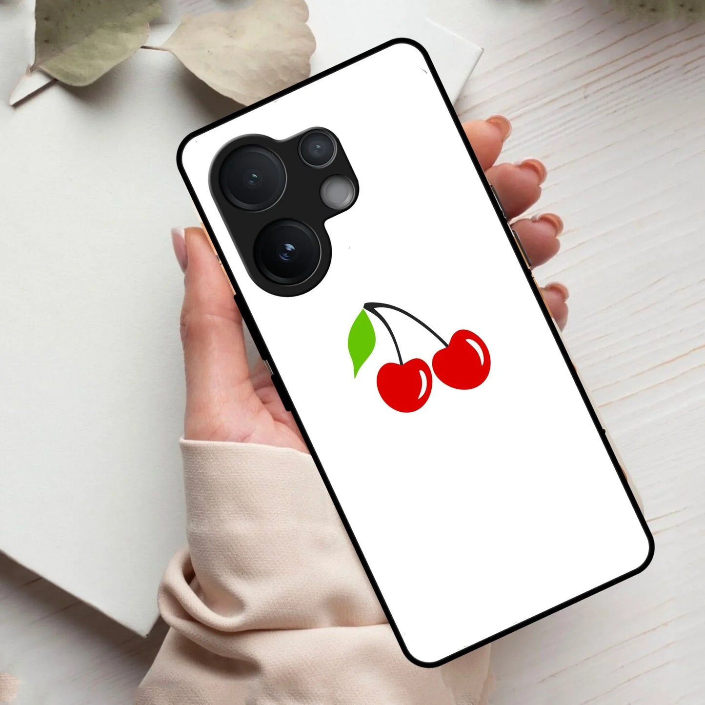 Cherry Glass Case Cover For Vivo - ShopOnCliQ