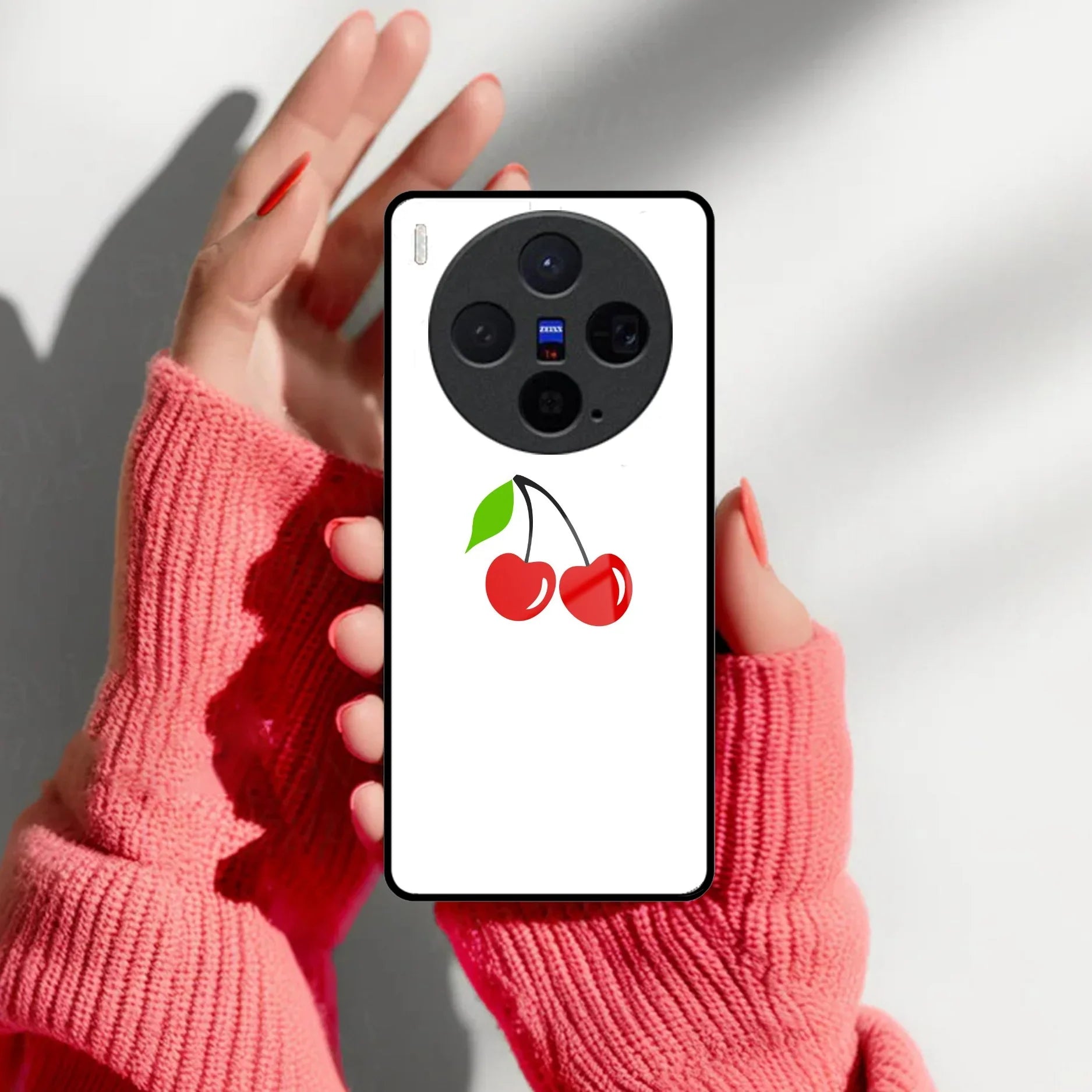 Cherry Glass Case Cover For Vivo