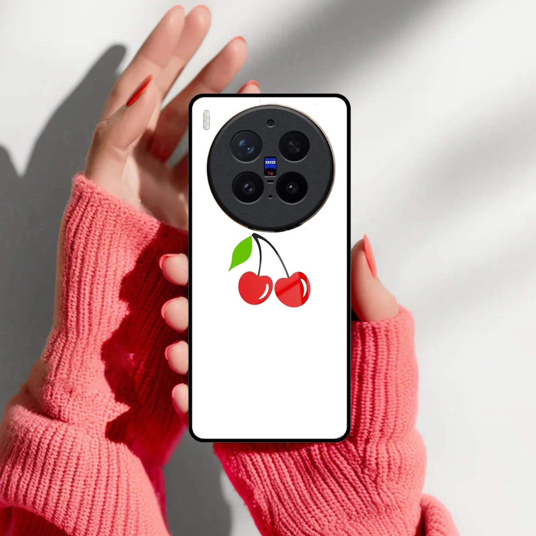 Cherry Glass Case Cover For Vivo