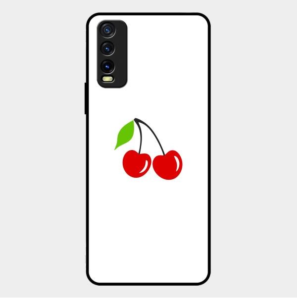 Cherry Glass Case Cover For Vivo Y12G