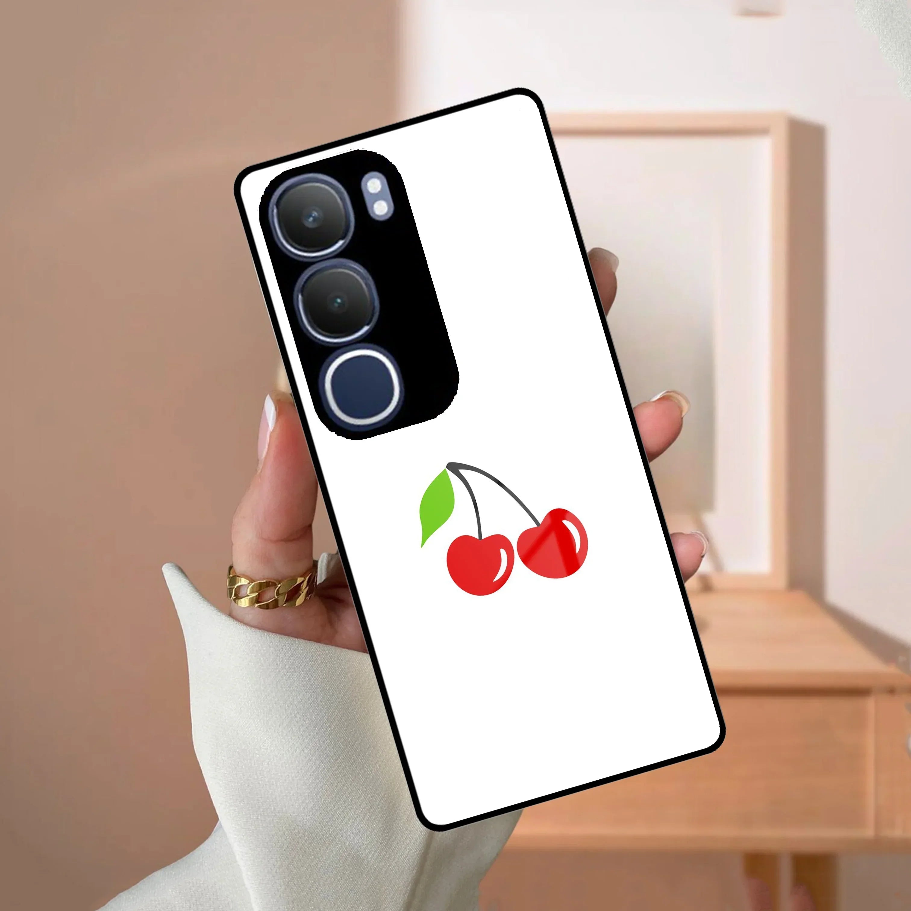 Cherry Glass Case Cover For Vivo - ShopOnCliQ