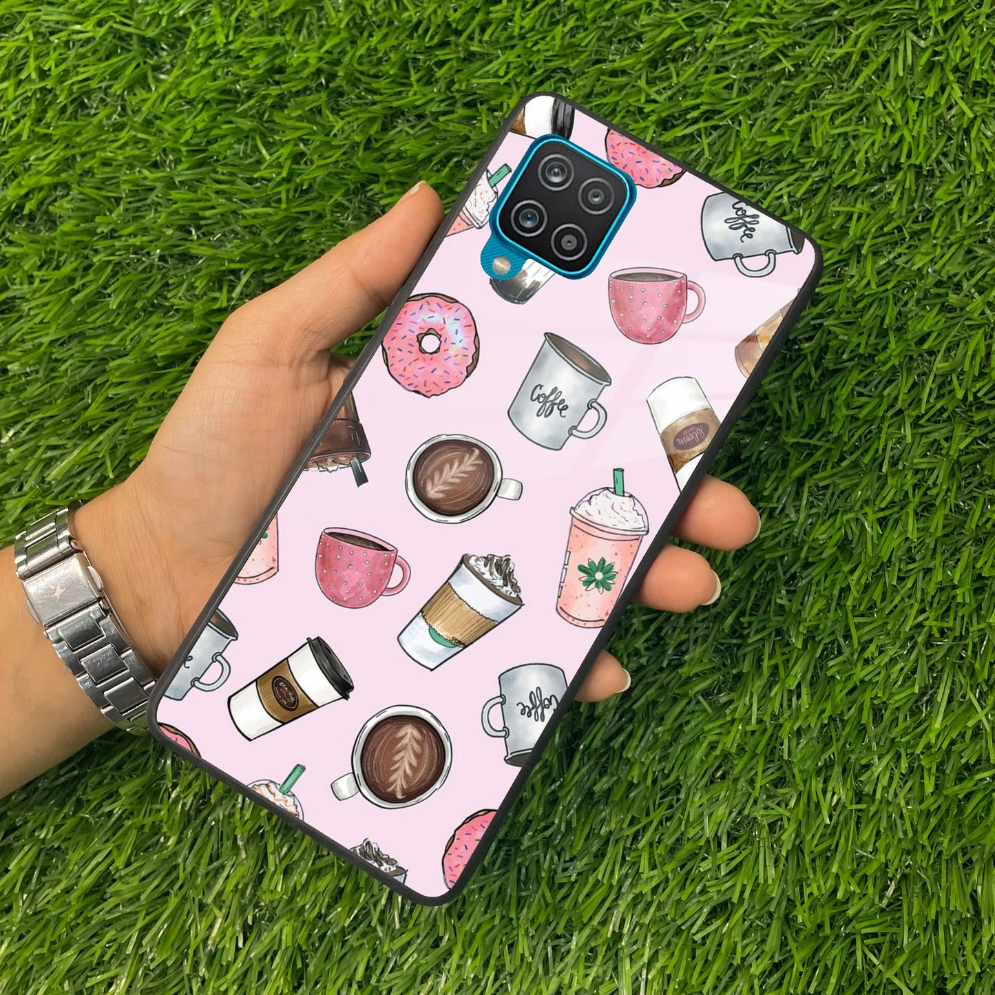 Cute Coffee Snacks Glass Case Cover For Samsung