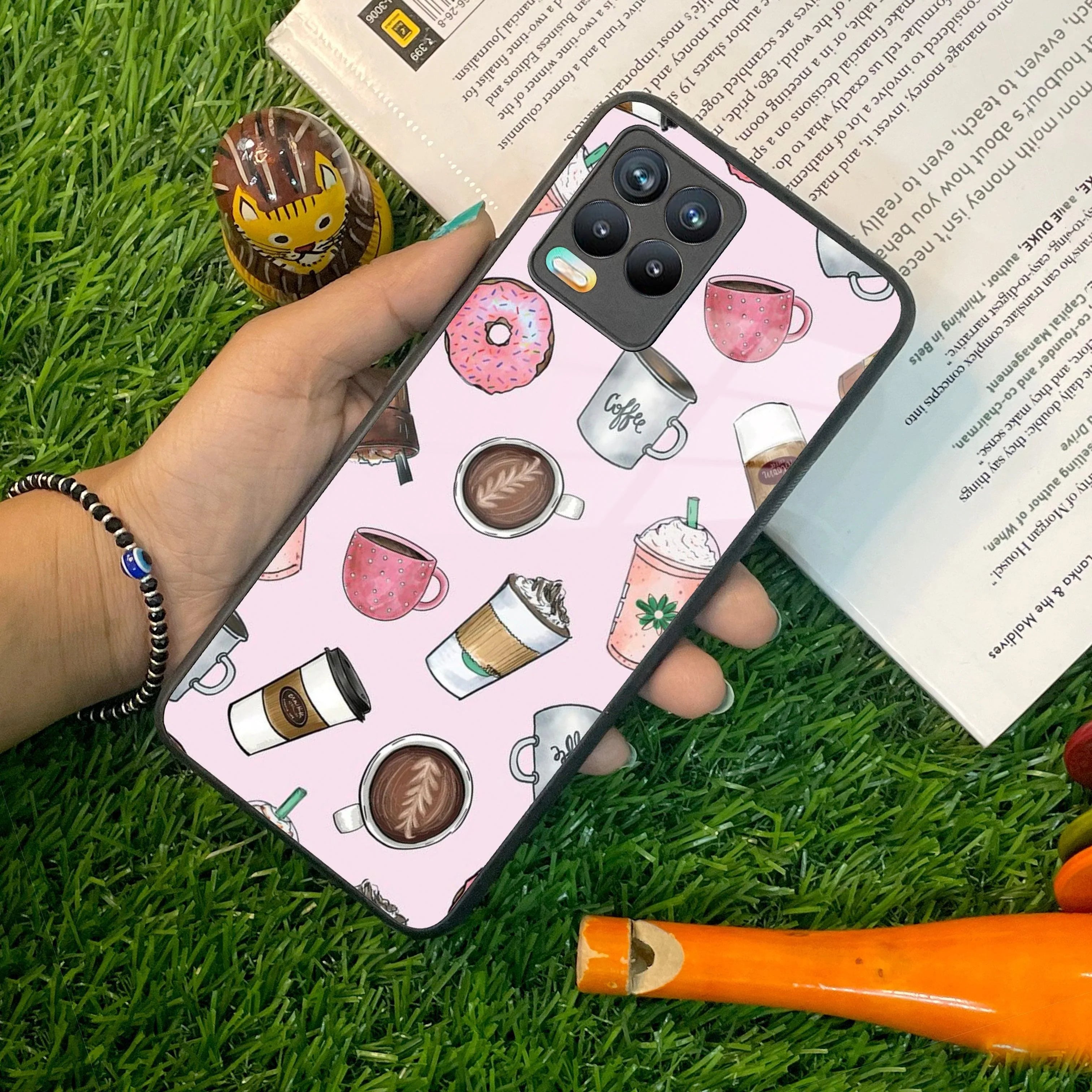 Cute Coffee Snacks Glass Case Cover For Realme/Narzo - ShopOnCliQ