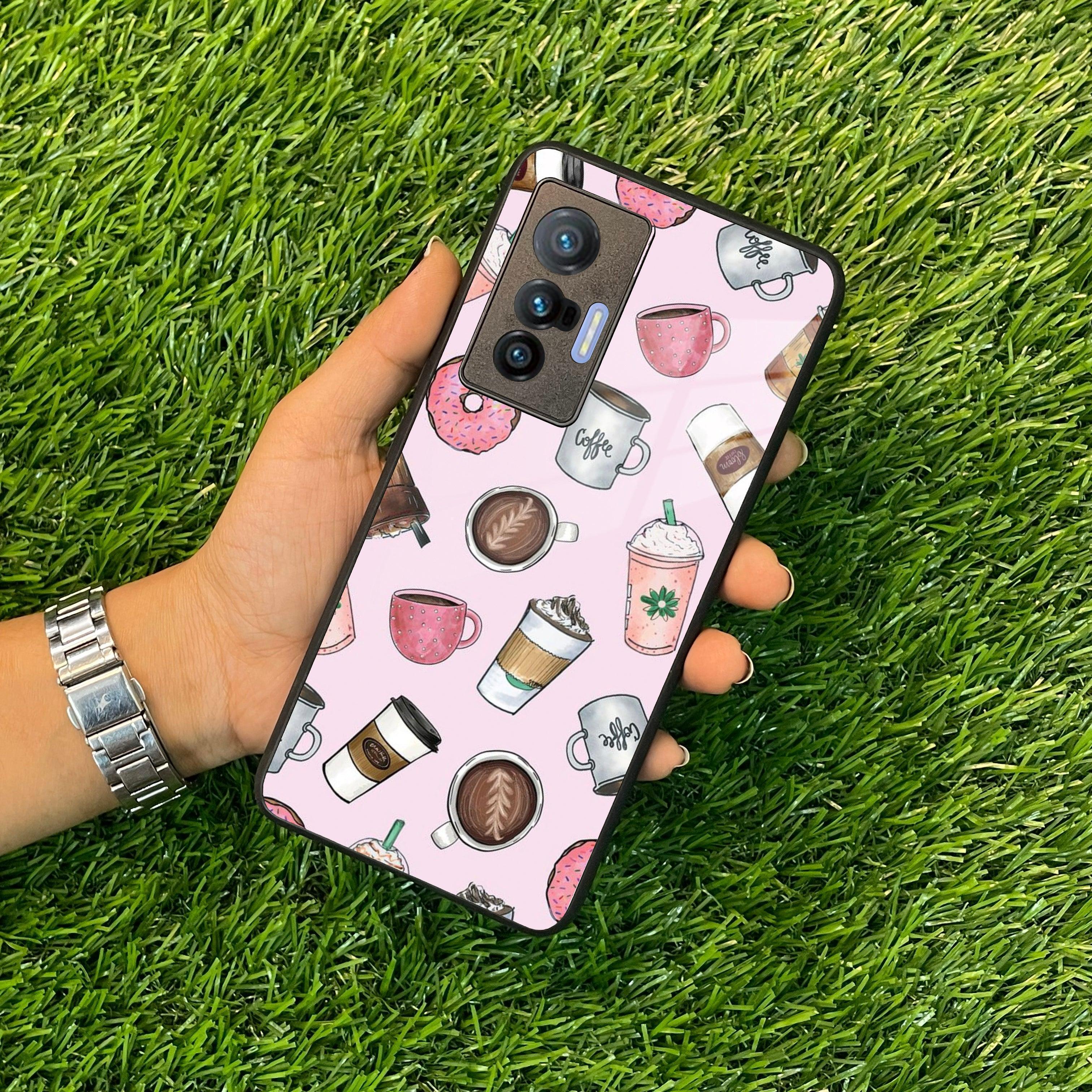 Cute Coffee Snacks Glass Case Cover For Vivo - ShopOnCliQ