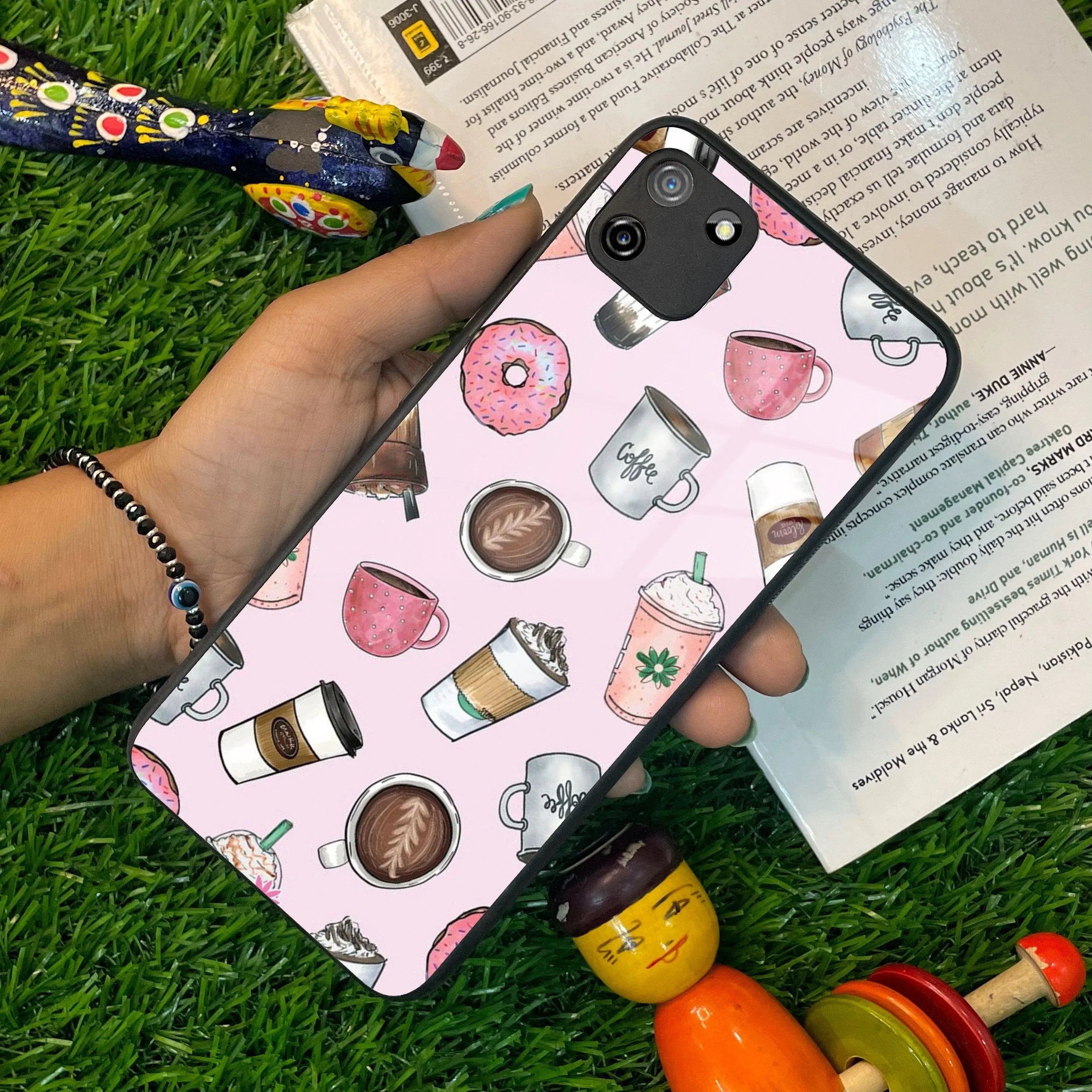 Cute Coffee Snacks Glass Case Cover For Realme/Narzo - ShopOnCliQ