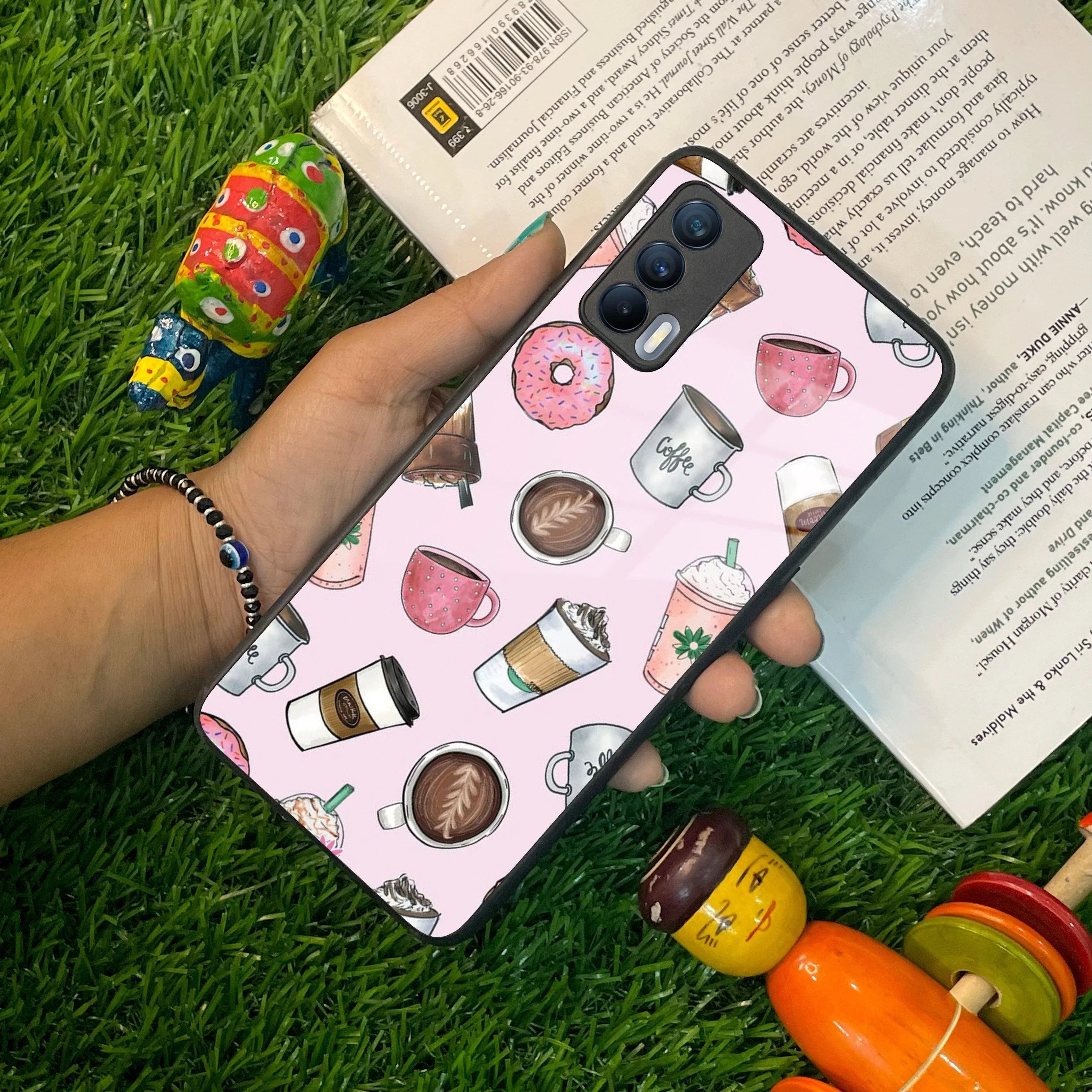 Cute Coffee Snacks Glass Case Cover For Realme/Narzo - ShopOnCliQ