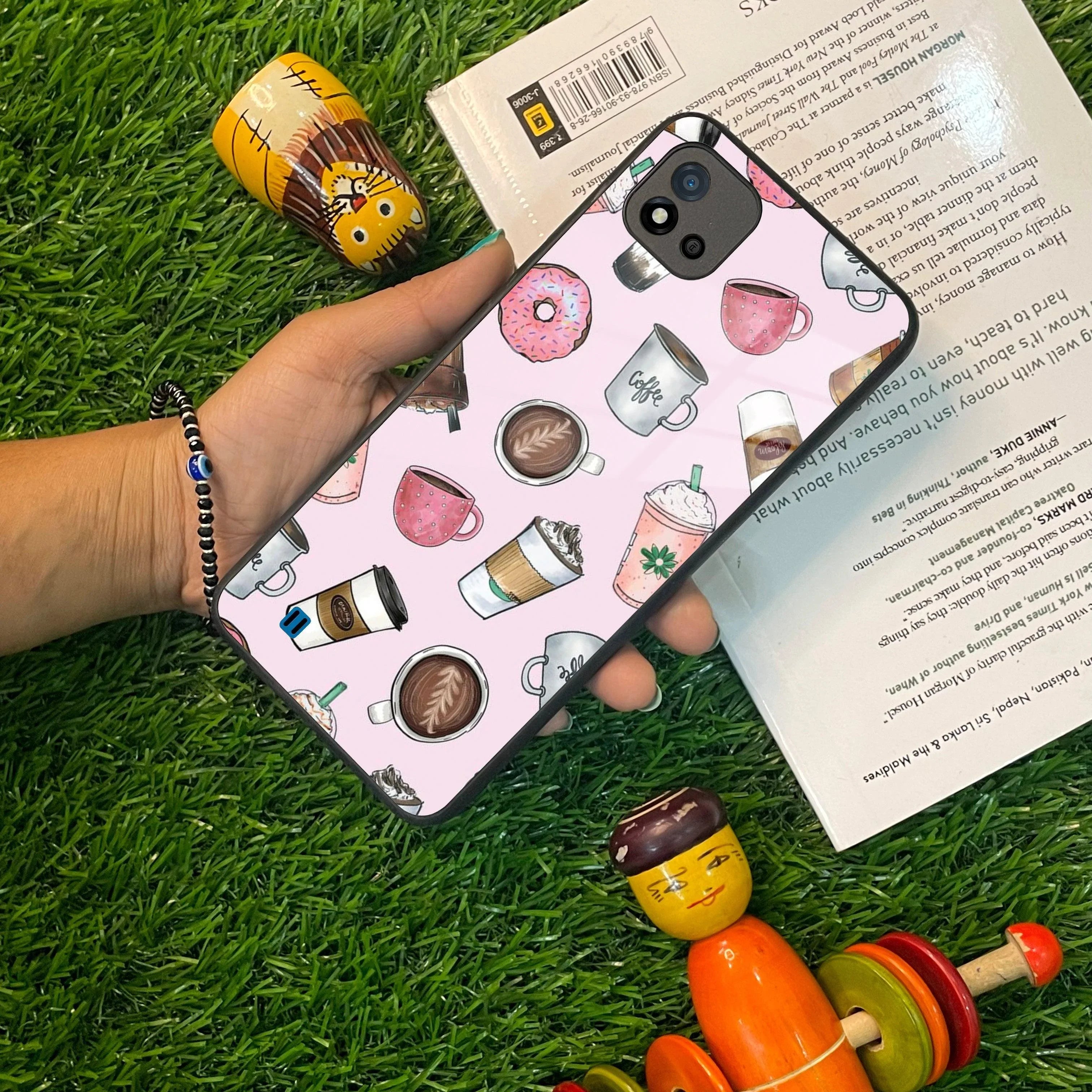 Cute Coffee Snacks Glass Case Cover For Realme/Narzo - ShopOnCliQ