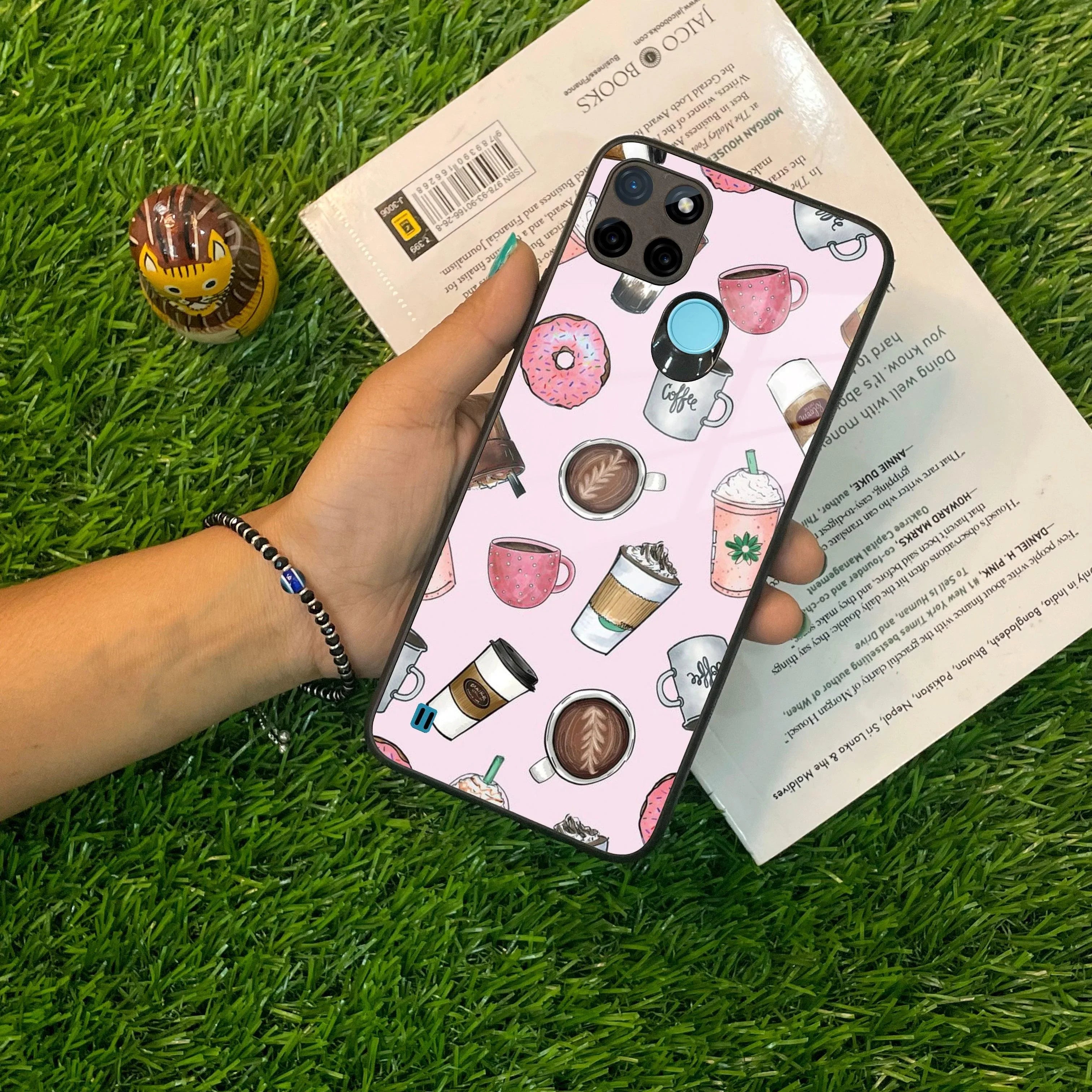 Cute Coffee Snacks Glass Case Cover For Realme/Narzo - ShopOnCliQ