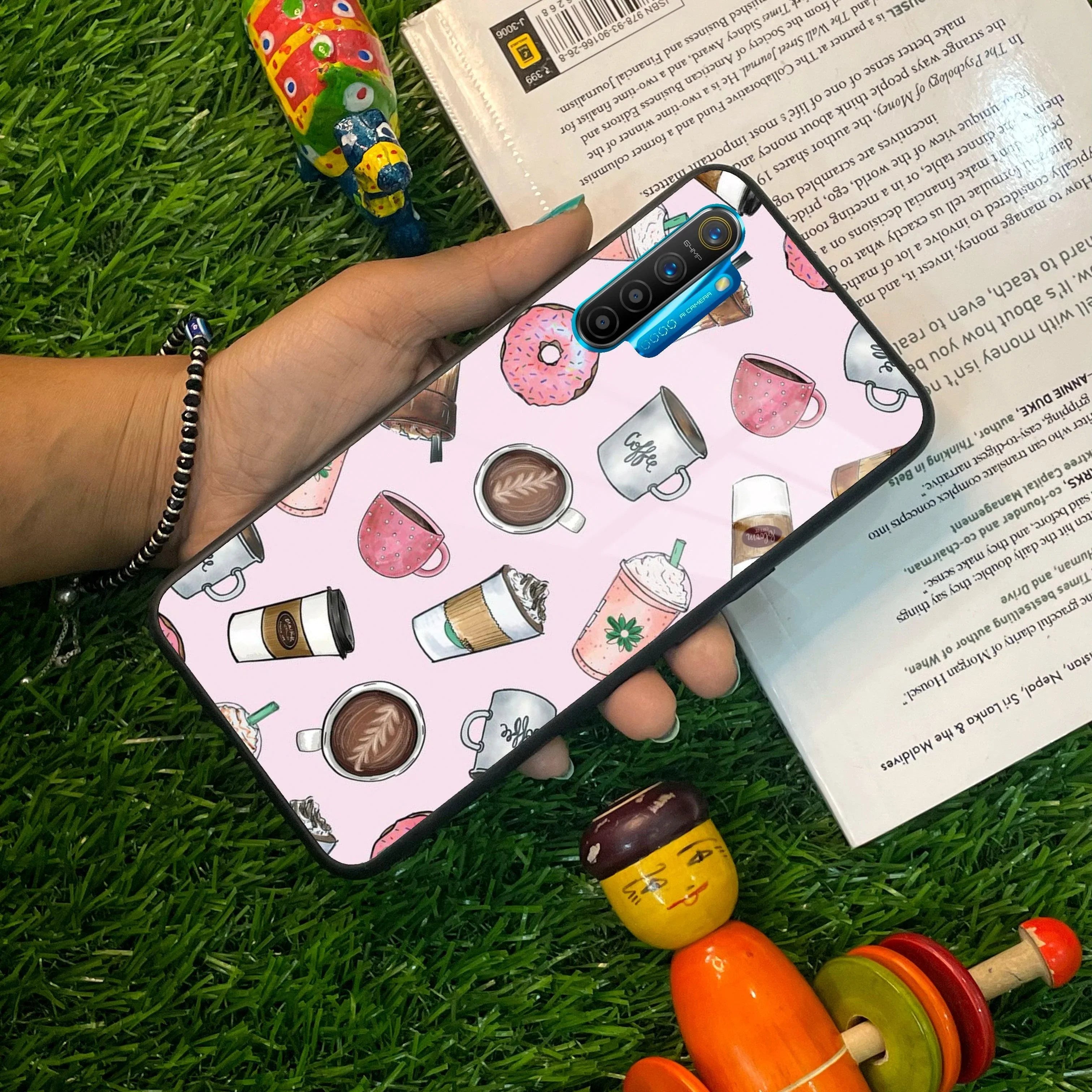 Cute Coffee Snacks Glass Case Cover For Realme/Narzo - ShopOnCliQ