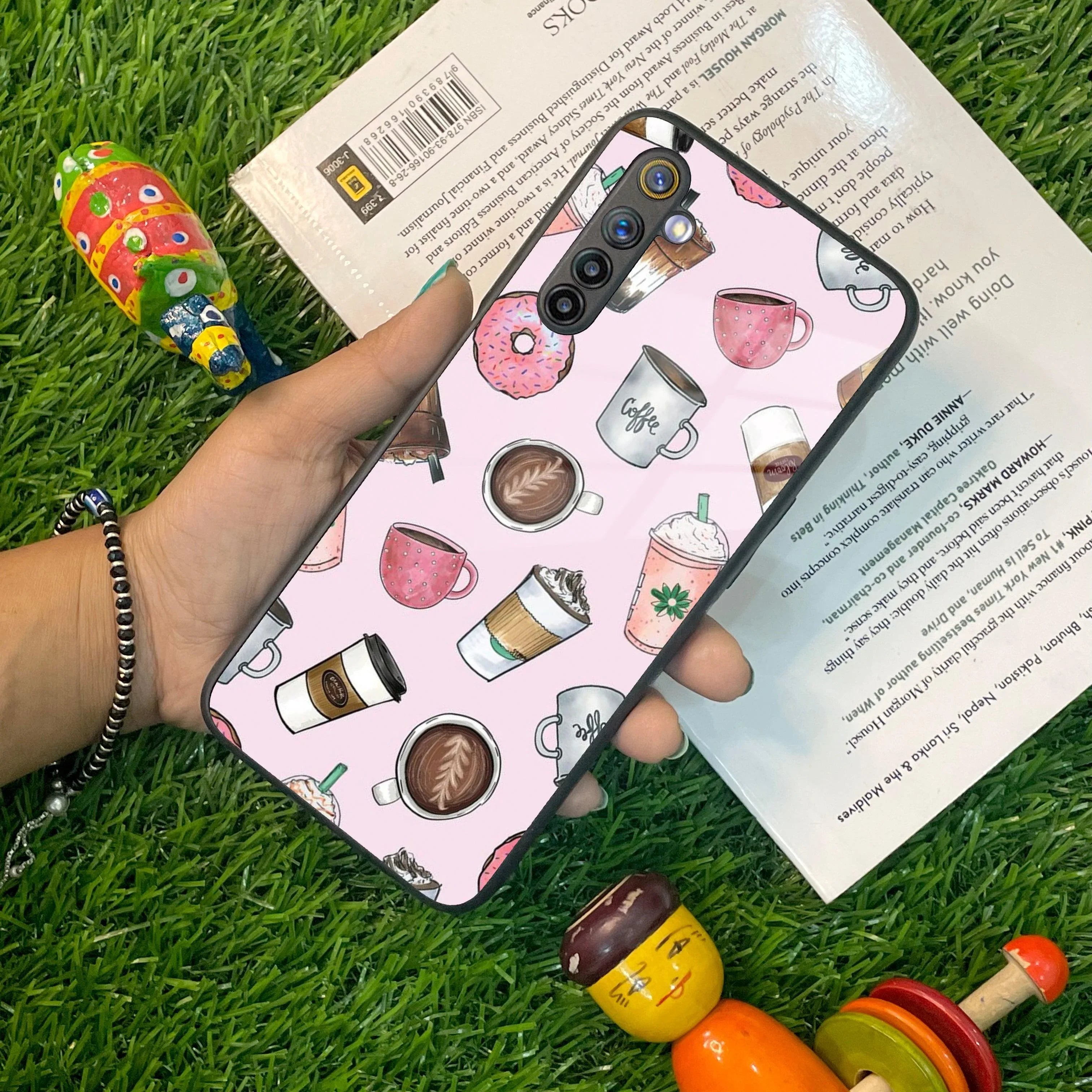 Cute Coffee Snacks Glass Case Cover For Realme/Narzo - ShopOnCliQ