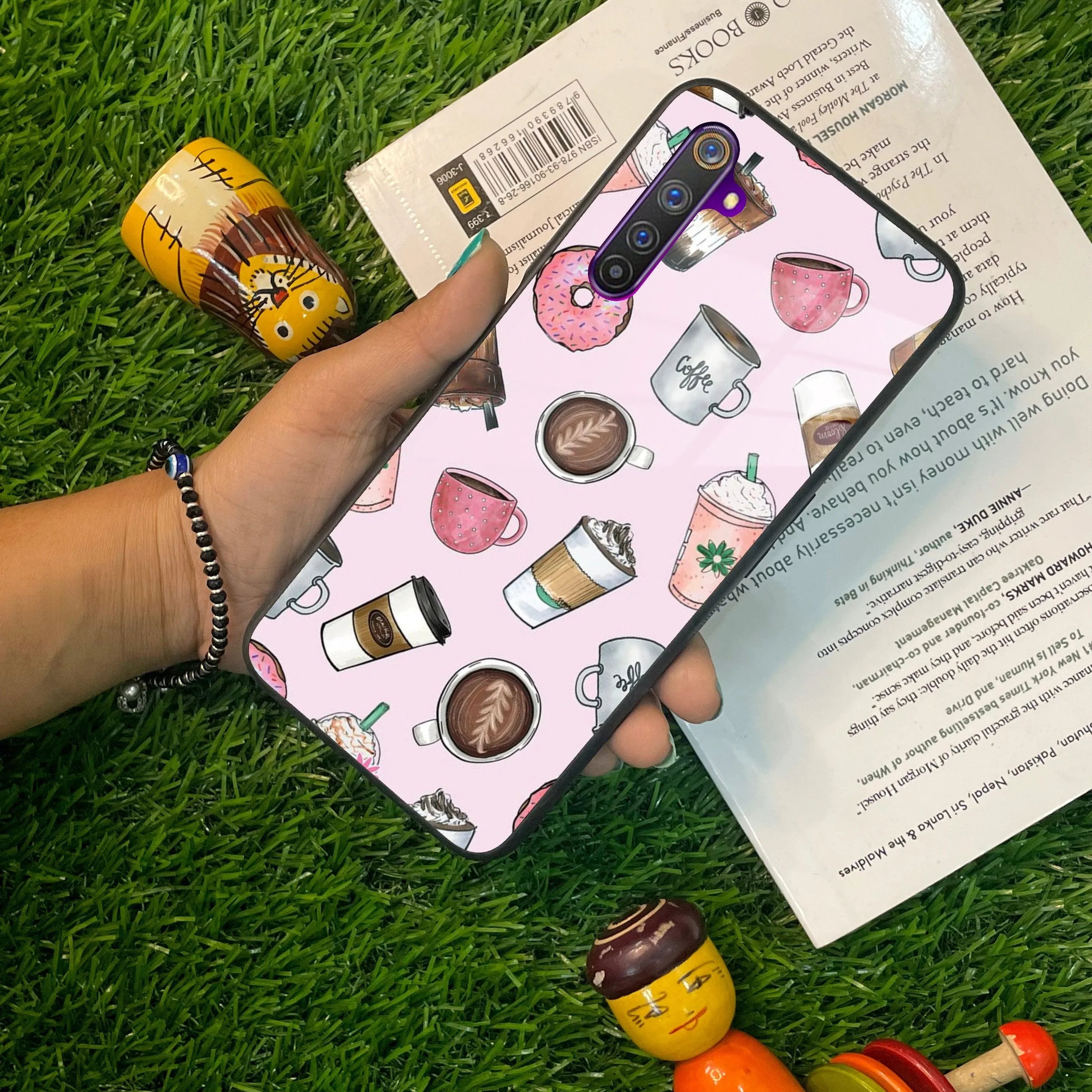 Cute Coffee Snacks Glass Case Cover For Realme/Narzo - ShopOnCliQ