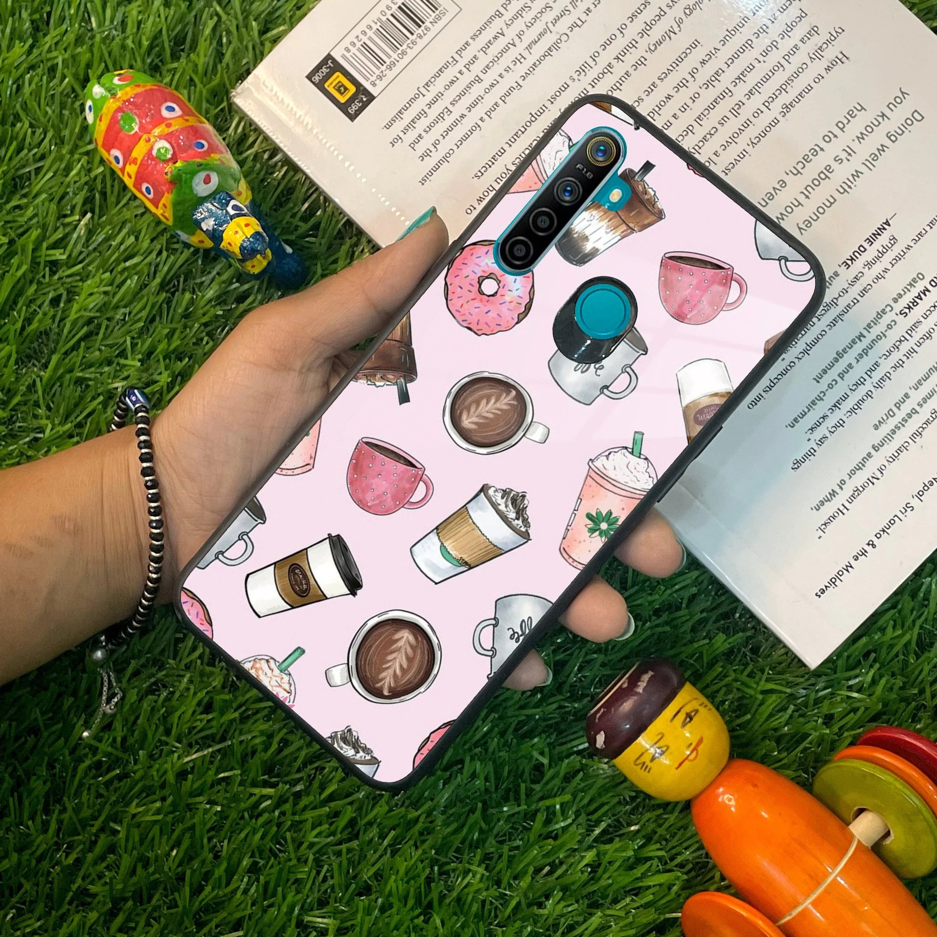 Cute Coffee Snacks Glass Case Cover For Realme/Narzo - ShopOnCliQ