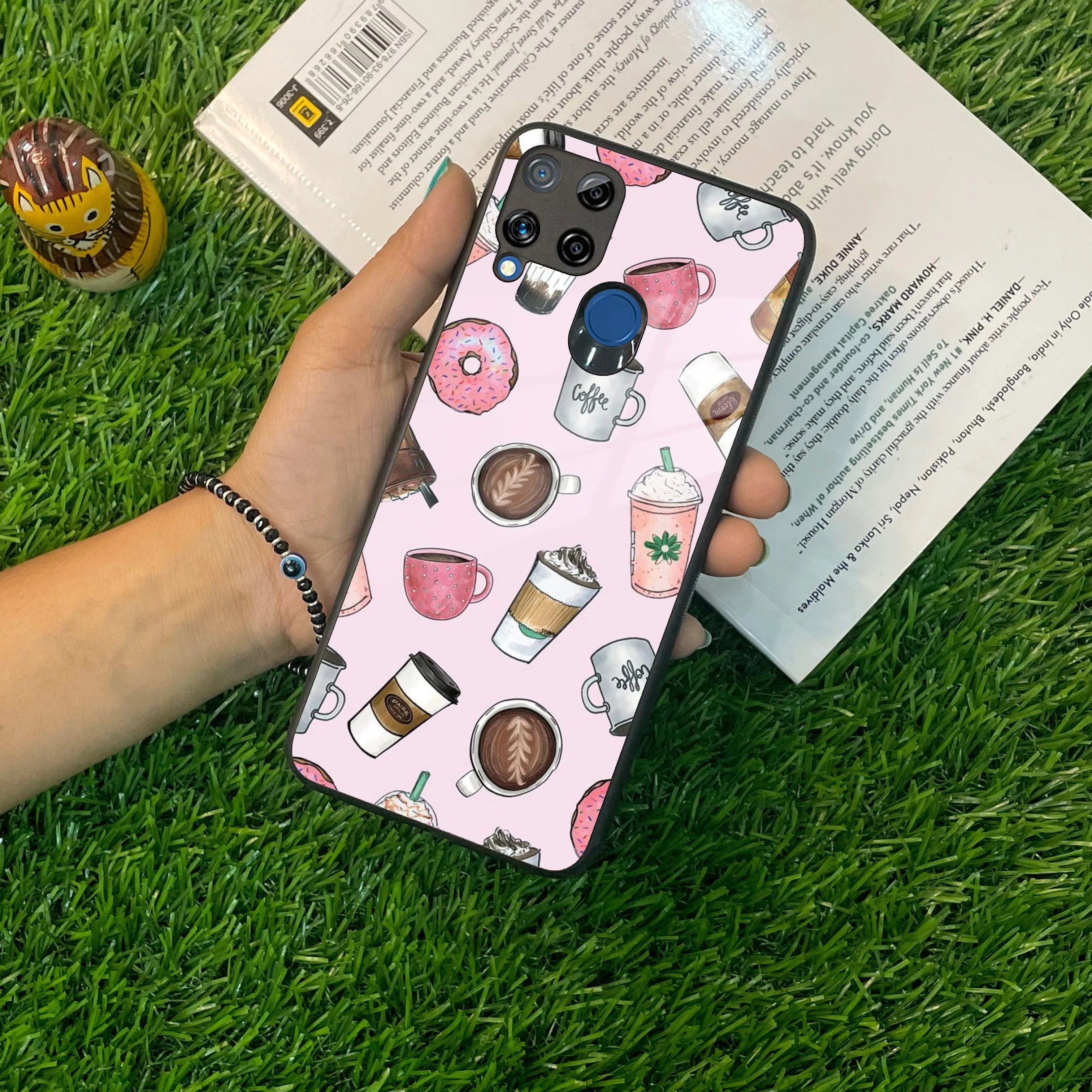 Cute Coffee Snacks Glass Case Cover For Realme/Narzo - ShopOnCliQ