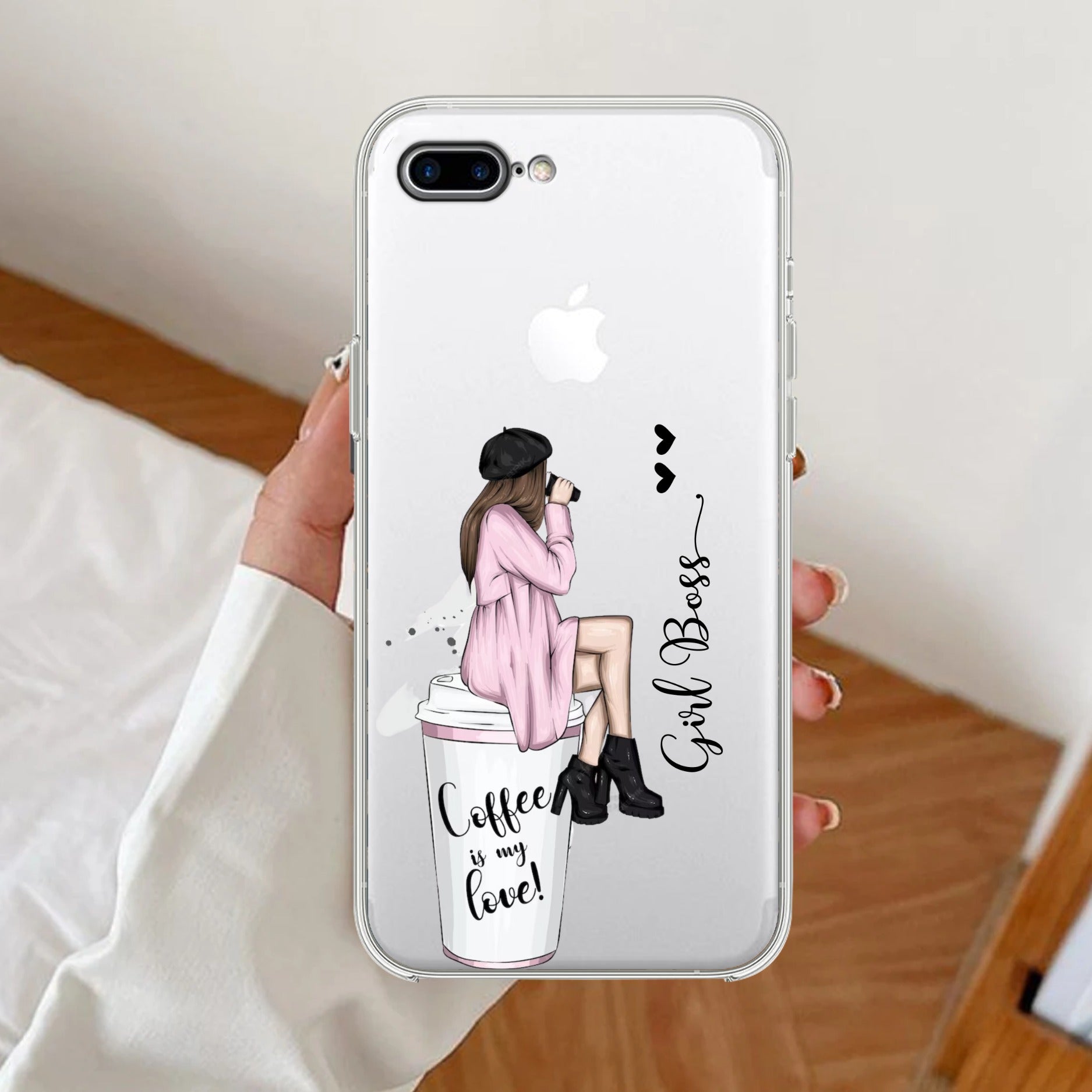 Coffee Lover Customize Transparent Silicon Case For iPhone 7 Plus / iPhone 8 Plus