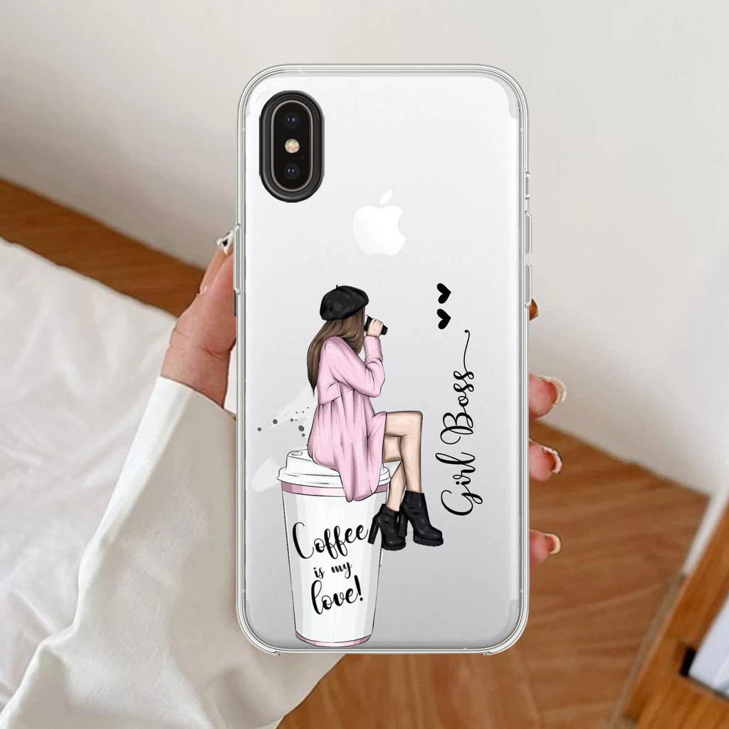 Coffee Lover Customize Anti Yellow Clear Case For iPhone XR