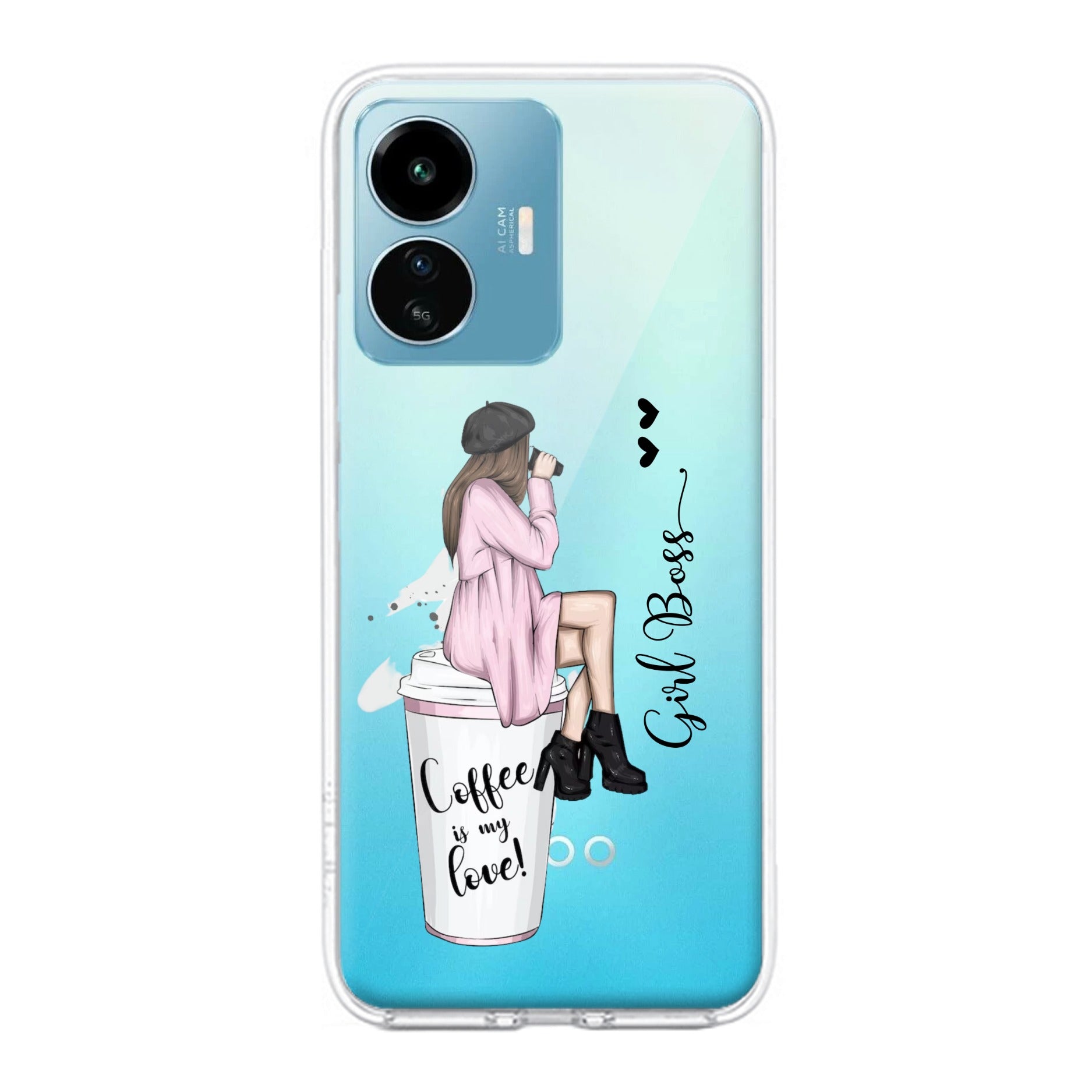 Coffee Lover Customize Transparent Silicon Case For iQOO Z6 Lite 5G