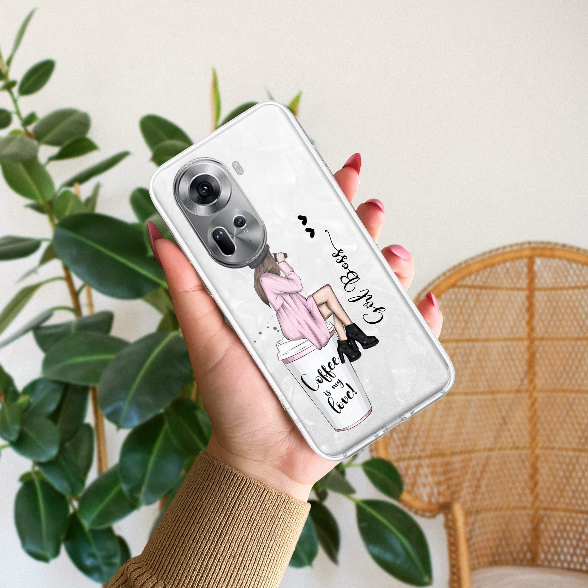 Coffee Lover Customize Anti Yellow Case For Oppo Reno 11 5G