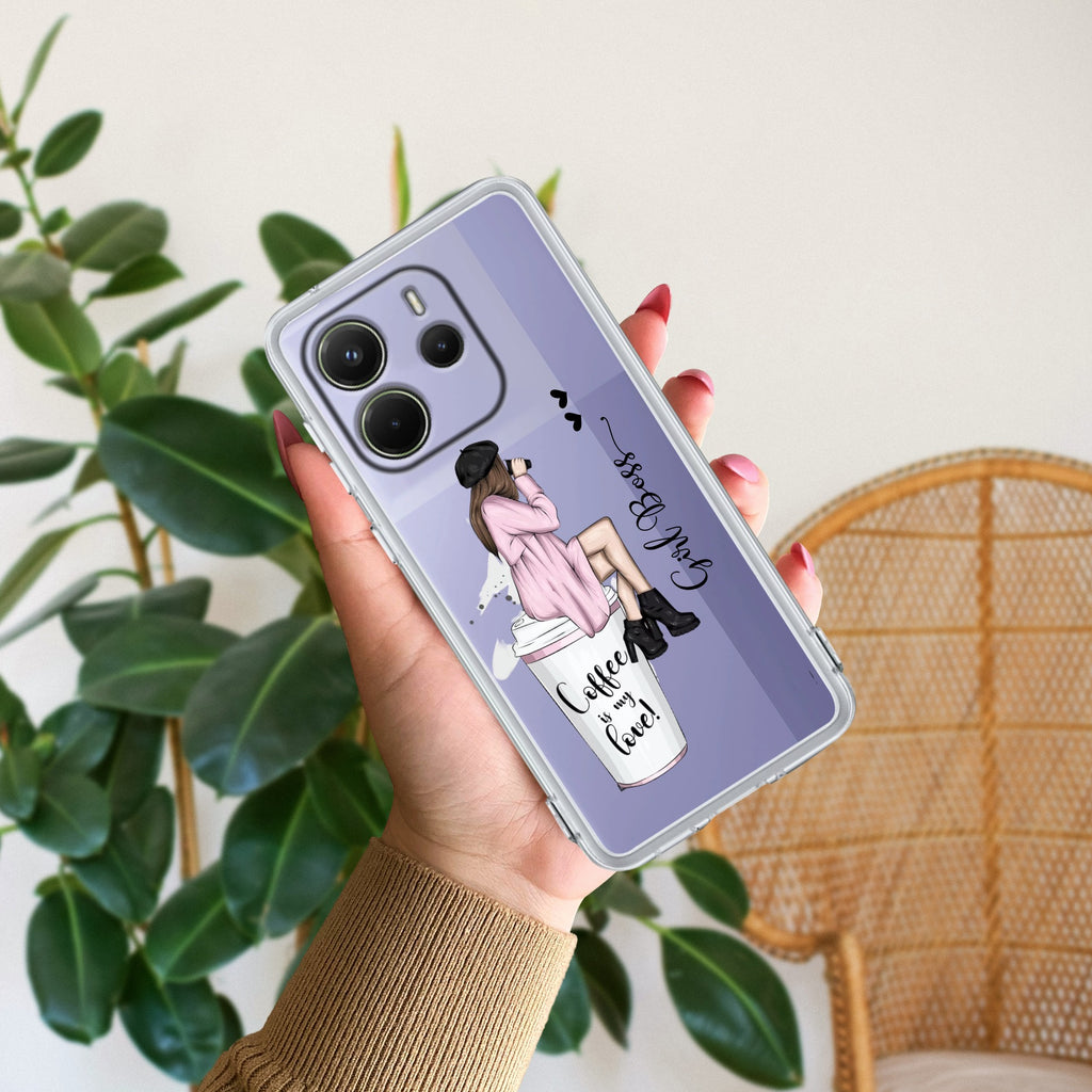 Coffee Lover Customize Transparent Silicon Case For REDMI Note 14 SE 5G