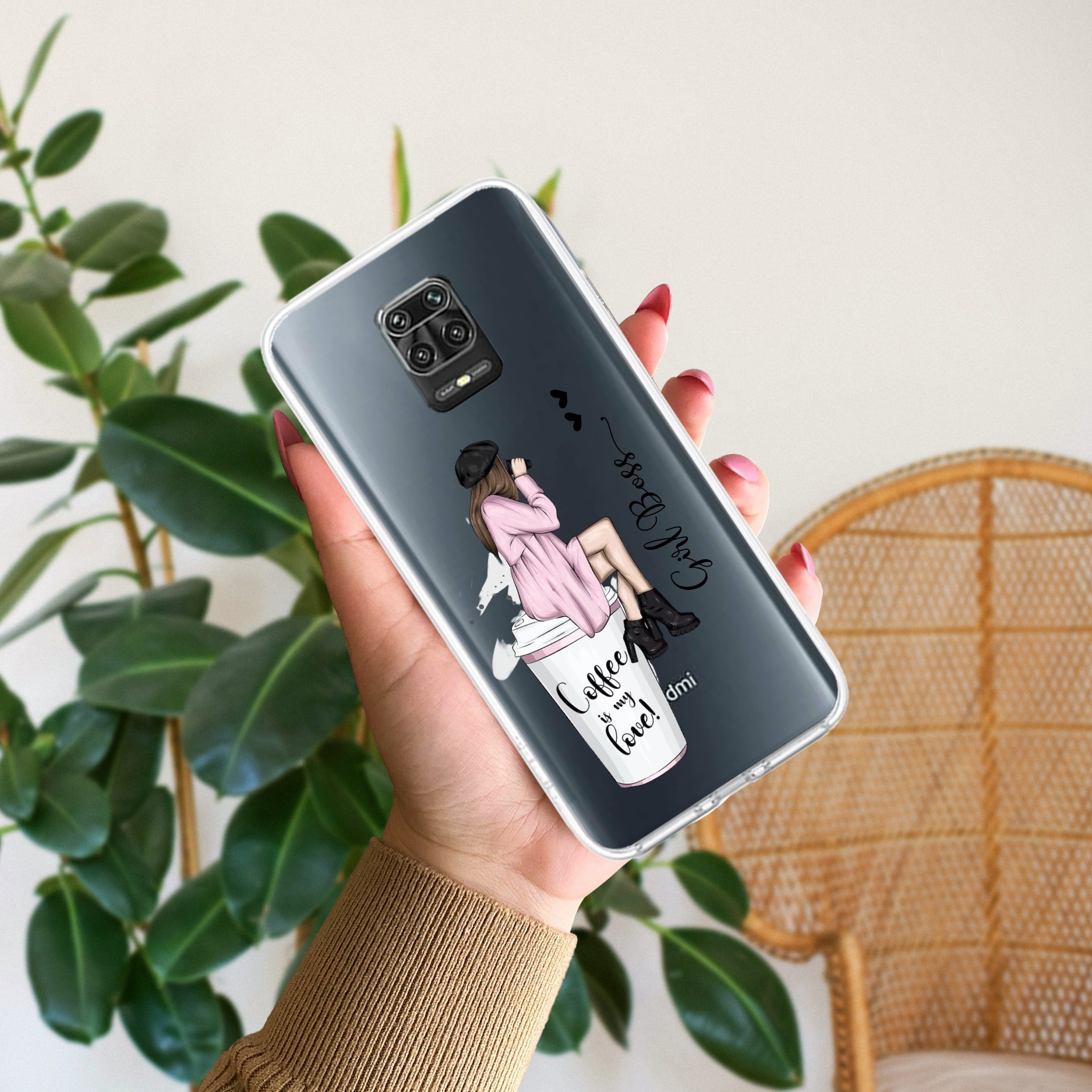 Coffee Lover Customize Transparent Silicon Case For Redmi Note 10 lite