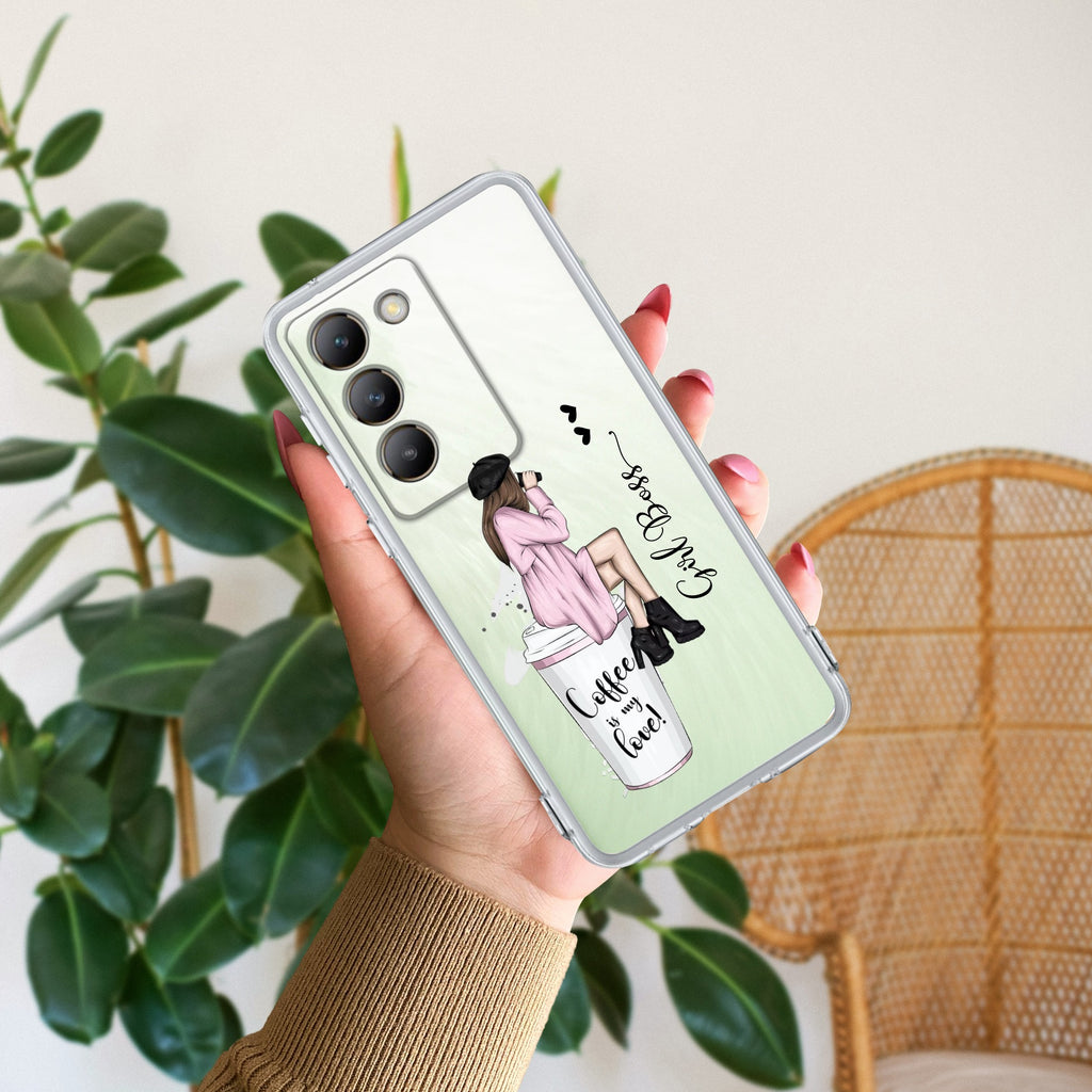 Coffee Lover Customize Transparent Silicon Case For Vivo T3 5G