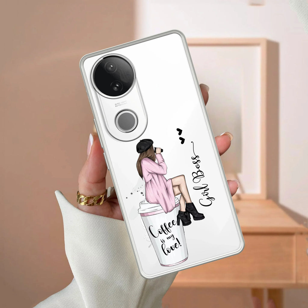 Coffee Lover Customize Transparent Silicon Case For Vivo V30e 5G
