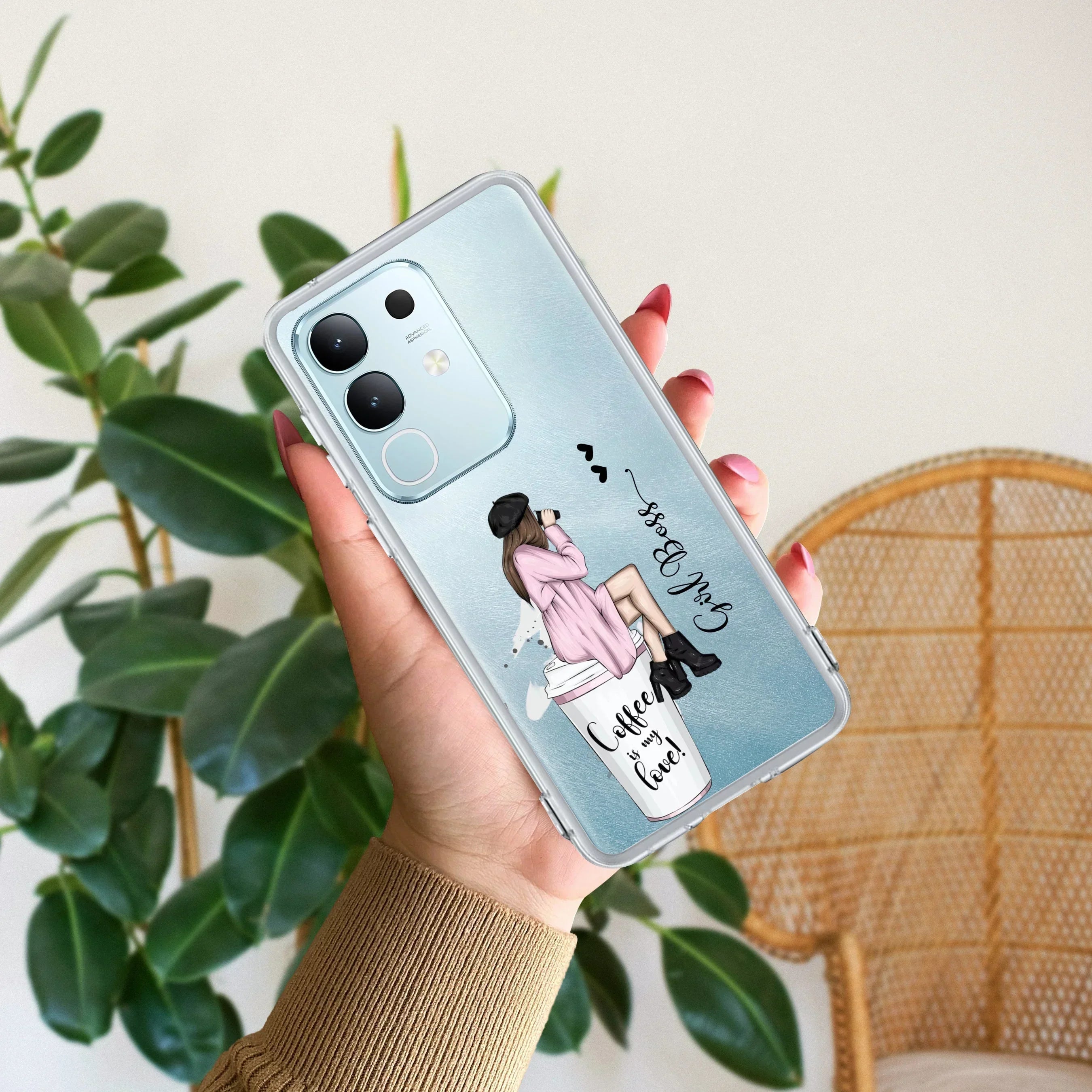 Coffee Lover Customize Transparent Silicon Case For Vivo V21e 5G