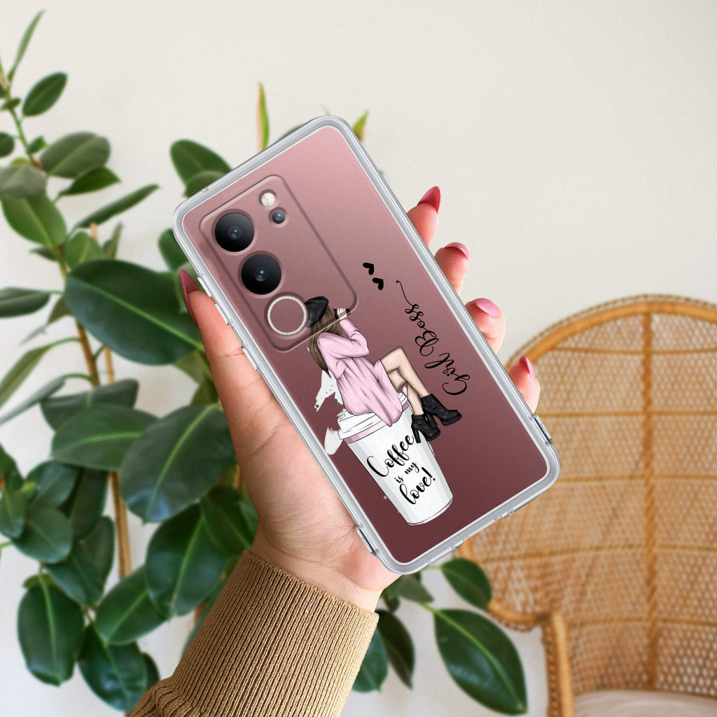 Coffee Lover Customize Transparent Silicon Case For Vivo V29 5G