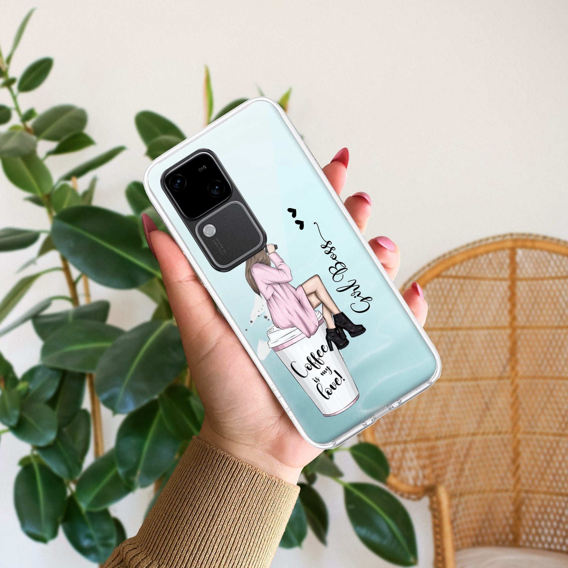 Coffee Lover Customize Transparent Silicon Case For Vivo V30 5G