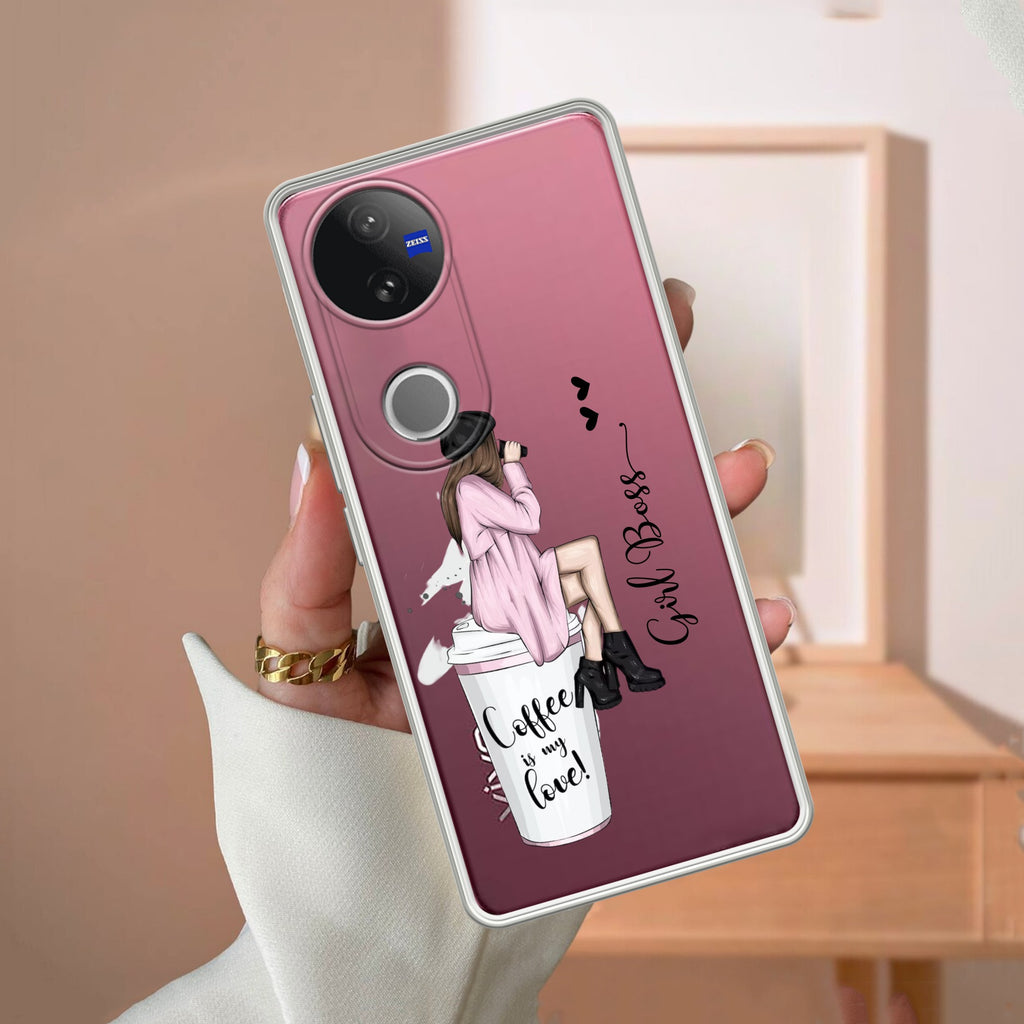 Coffee Lover Customize Transparent Silicon Case For Vivo V50e 5G