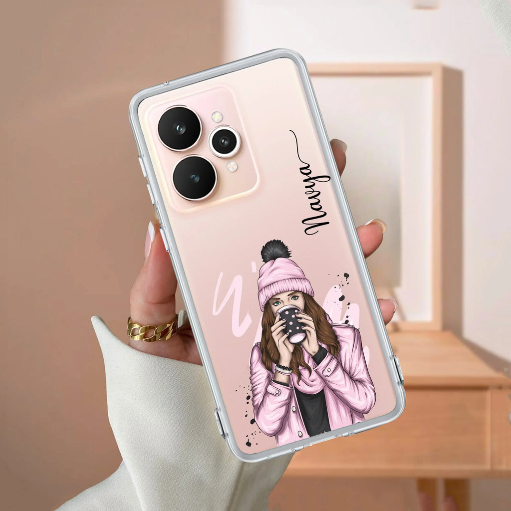 Coffee Time Customize Transparent Silicon Case For Realme GT 7T 5G