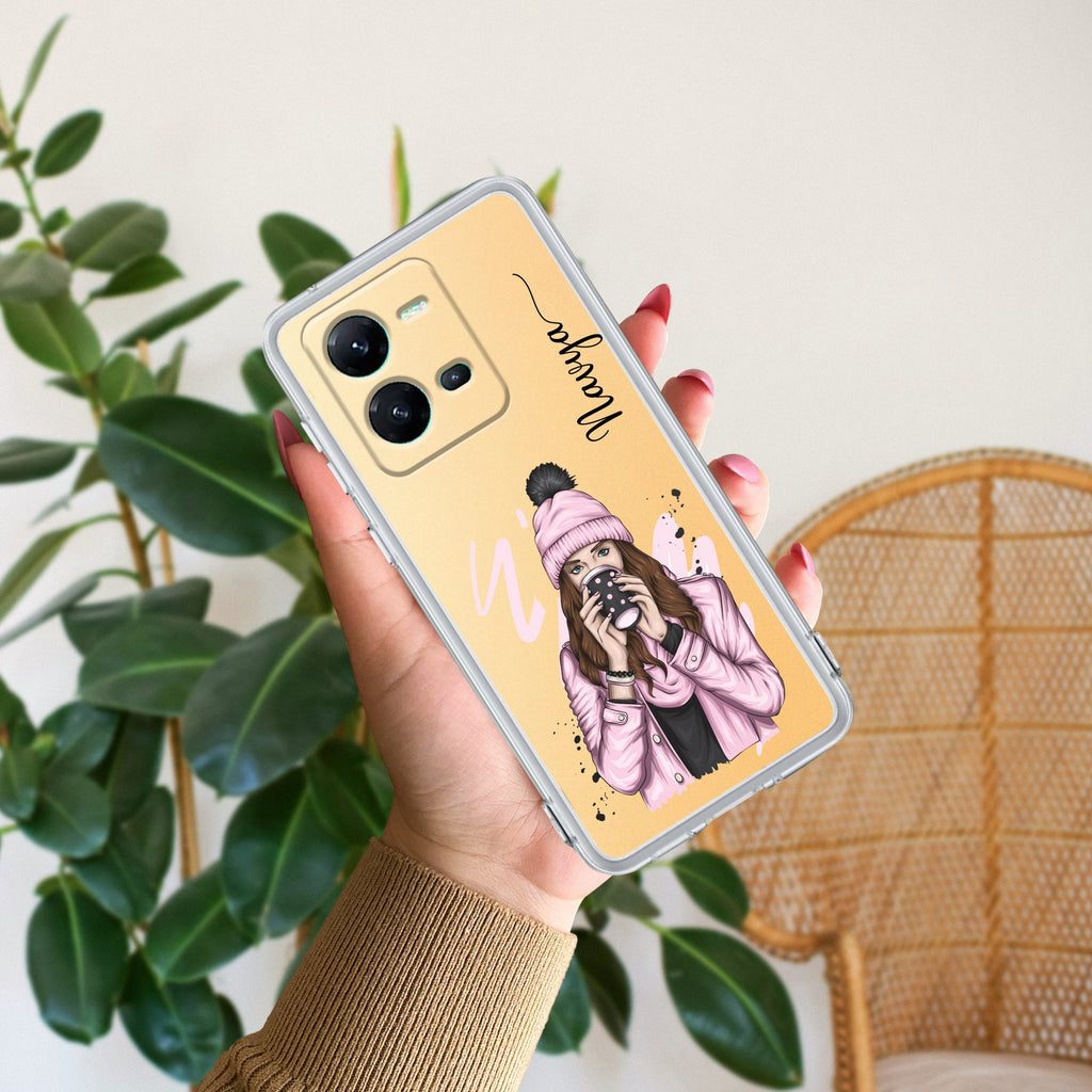 Coffee Time Customize Transparent Silicon Case For Vivo V25