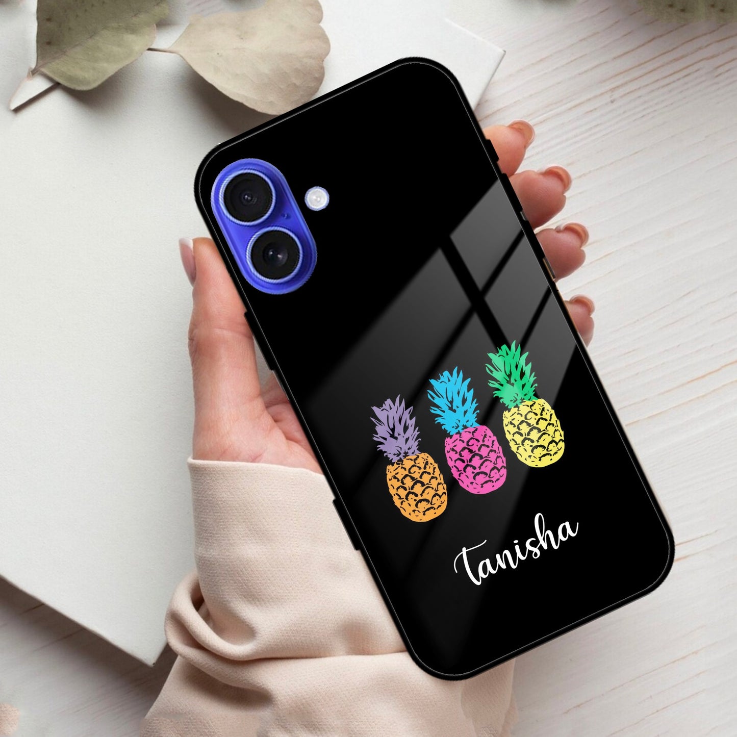 Colorful Pineapple Glass Case Cover For iPhone