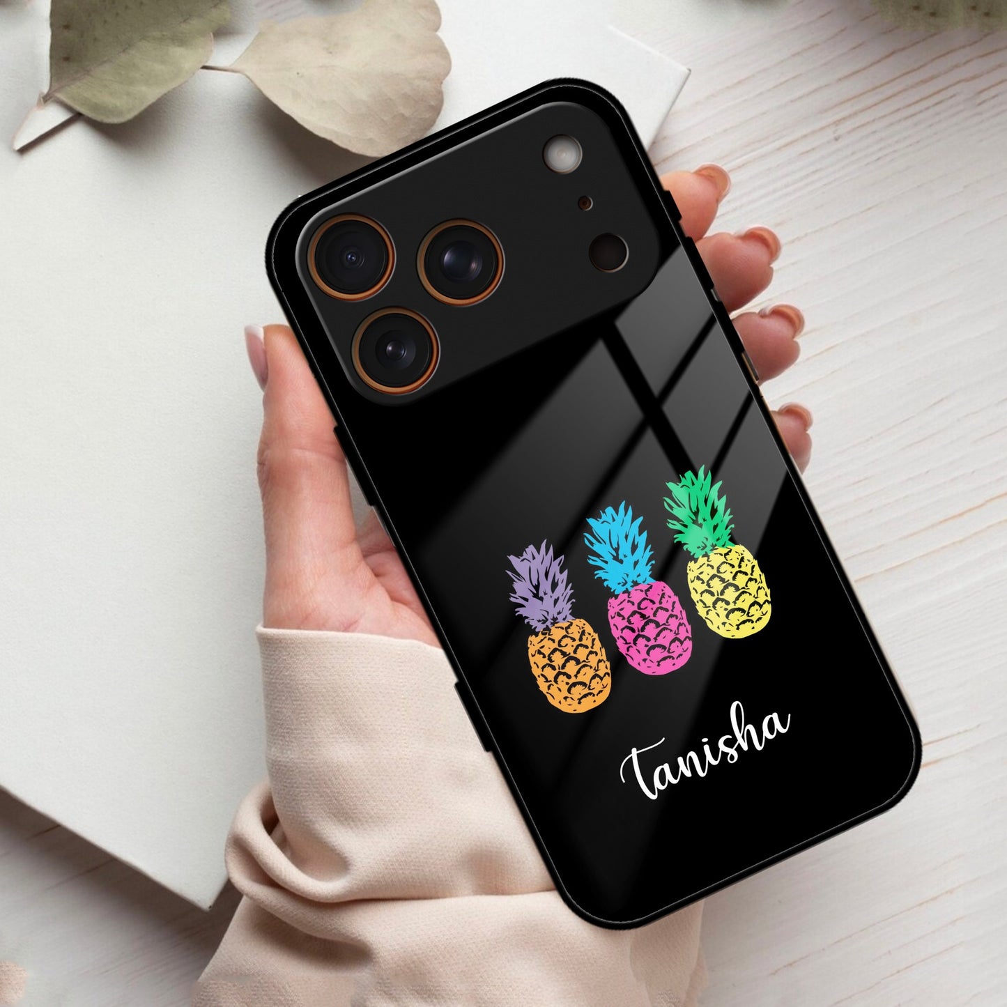 Colorful Pineapple Glass Case Cover For iPhone