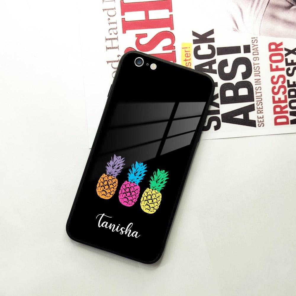 Colorful Pineapple Glass Case Cover For iPhone