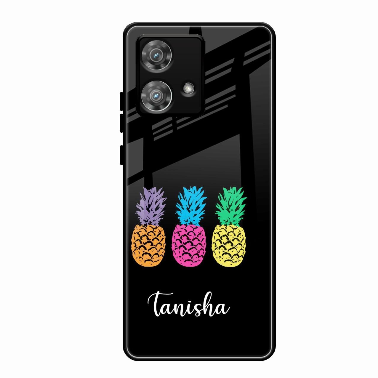 Colorful Pineapple Glass Case Cover For Motorola Edge 40 5G