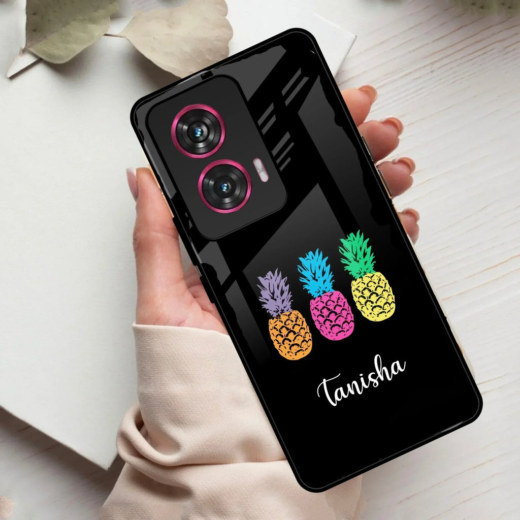 Colorful Pineapple Glass Case Cover For Motorola - ShopOnCliQ